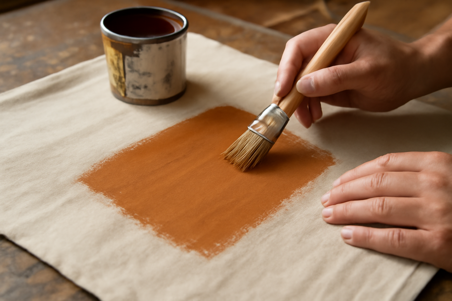 bonne teinte appliquée sur un tissu en atelier