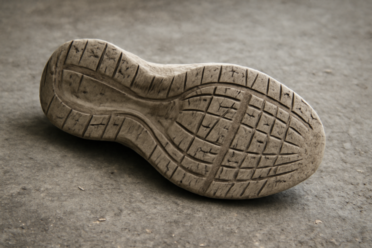 semelle de baskets usée posée au sol