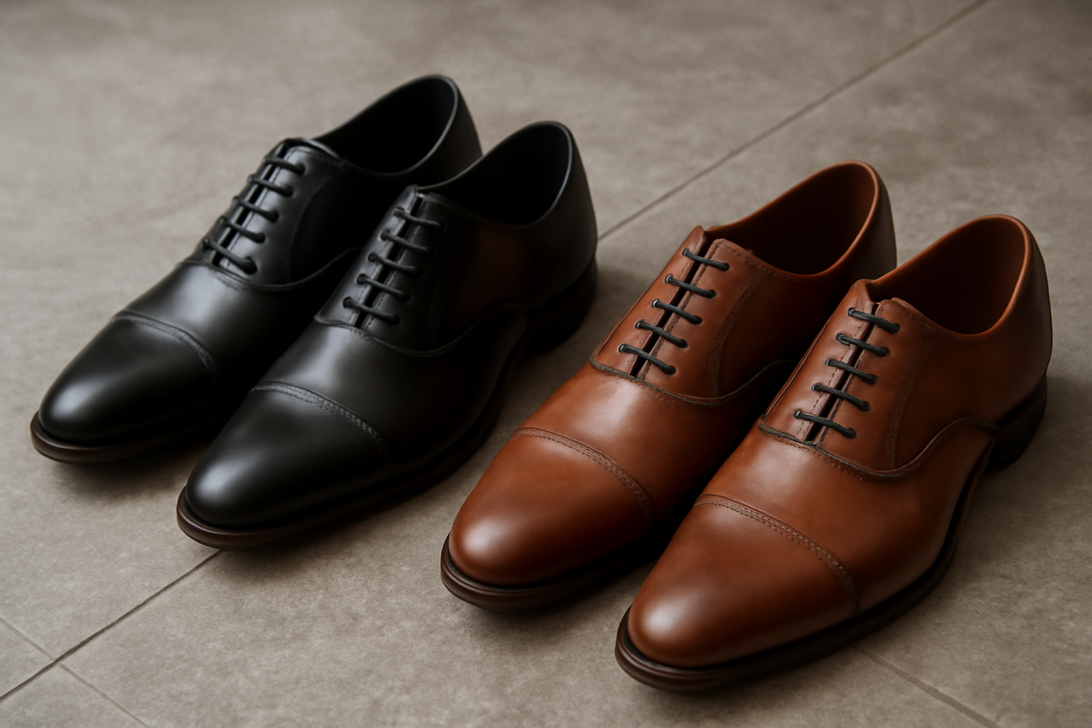 deux paires de chaussures élégantes sur un sol