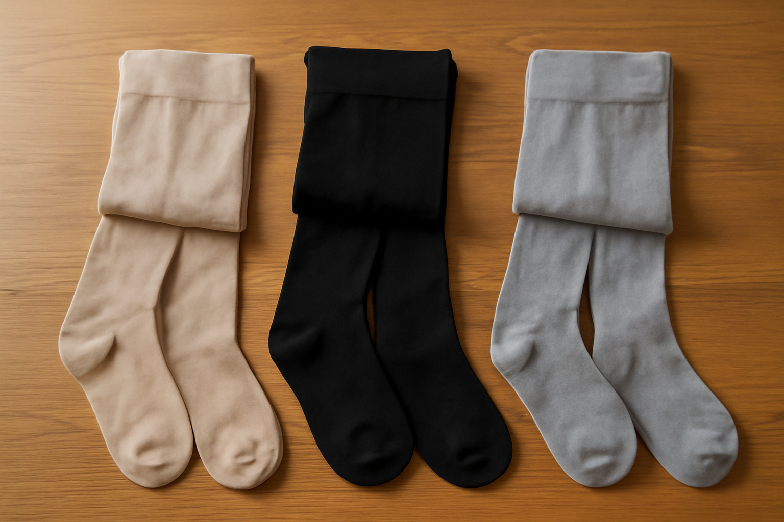 paires de collants posées sur table