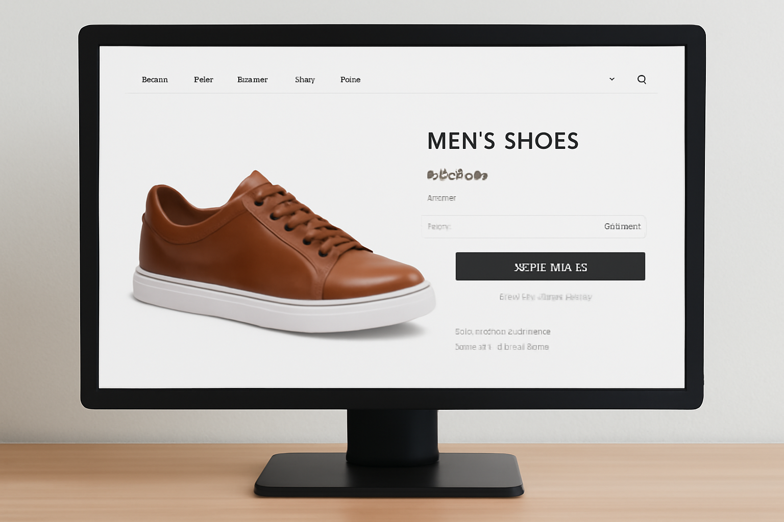 écran d'ordinateur affichant fiche produit chaussure