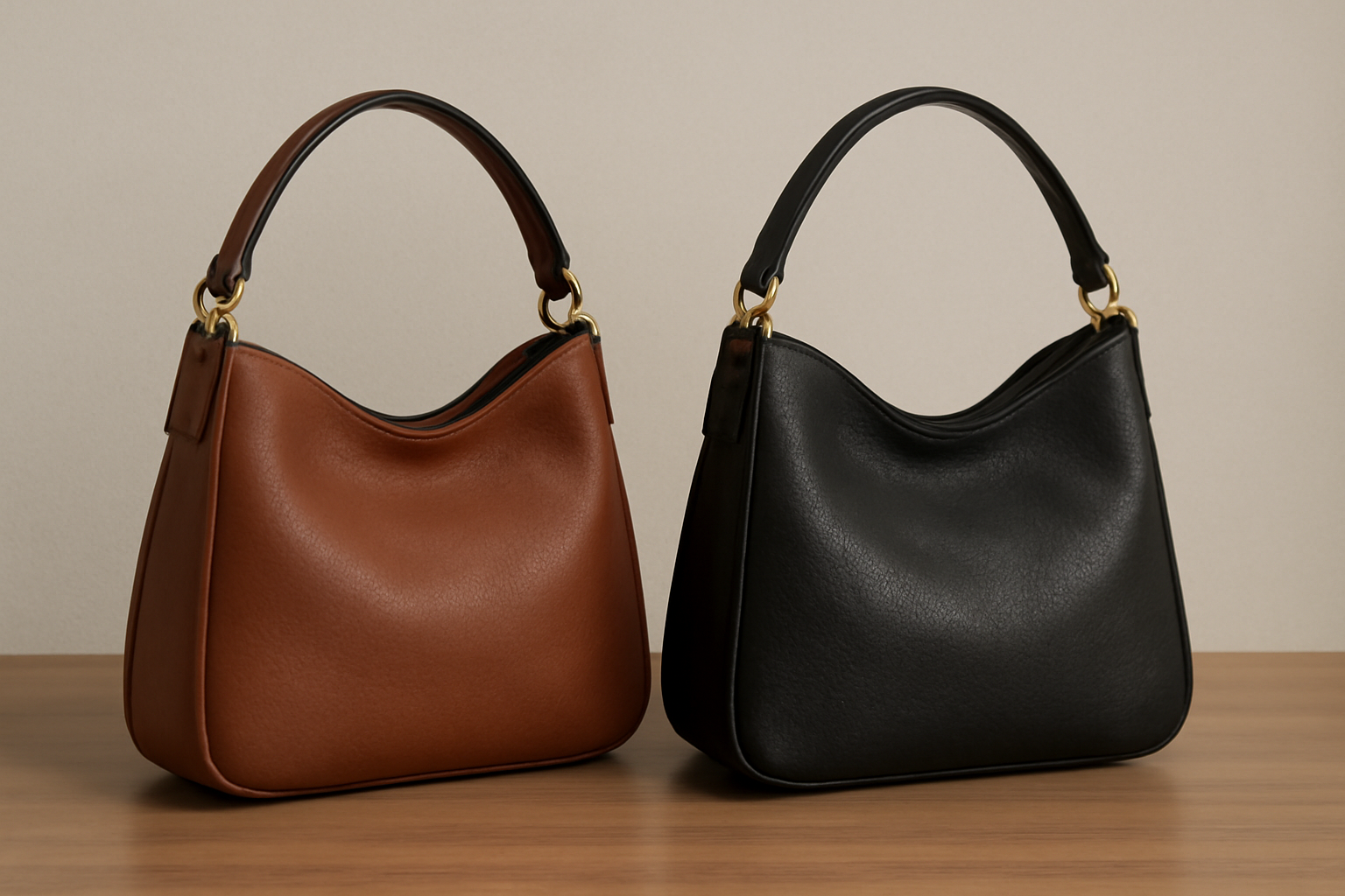 deux sacs poses compares sur table