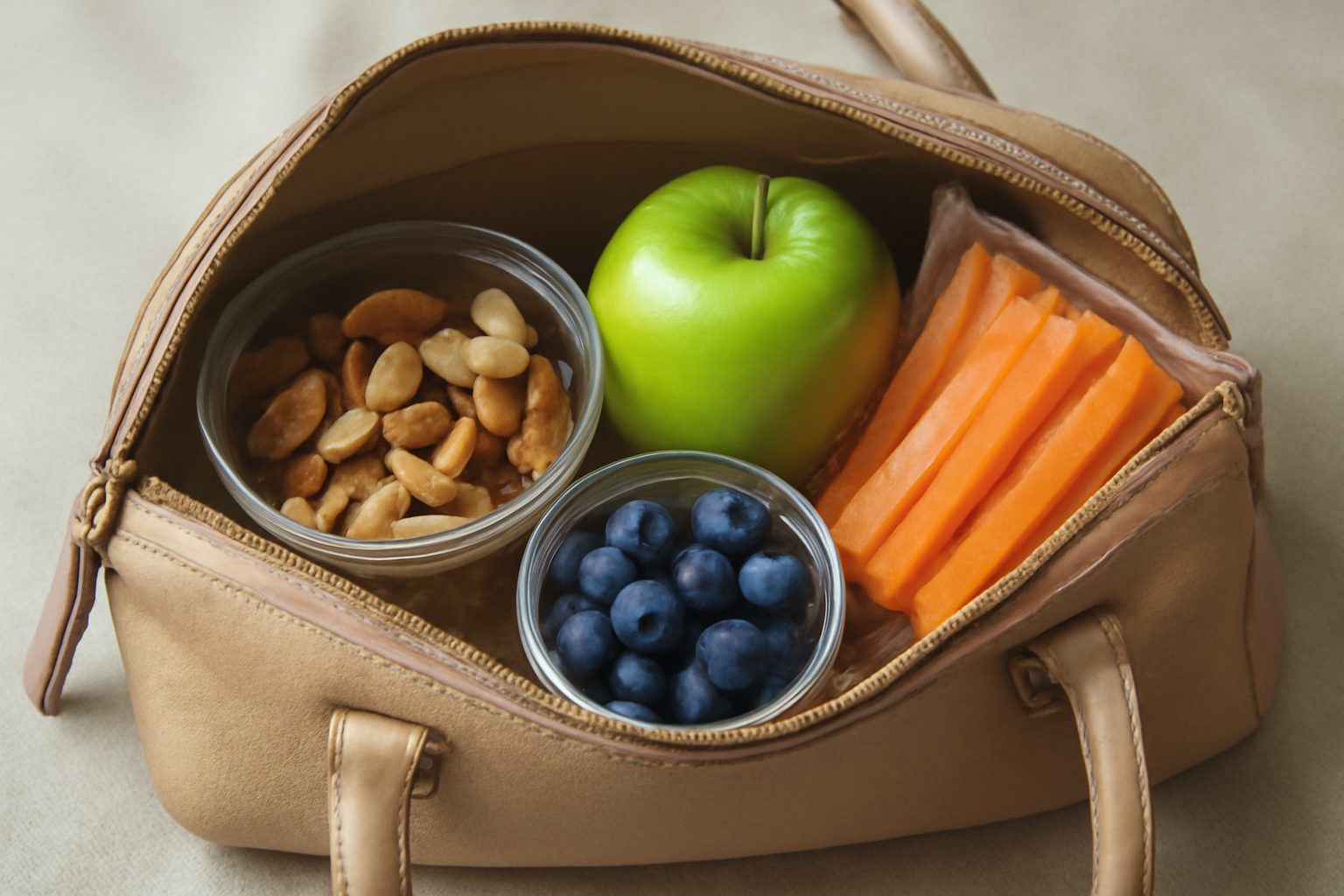 petits encas sains dans sac à main