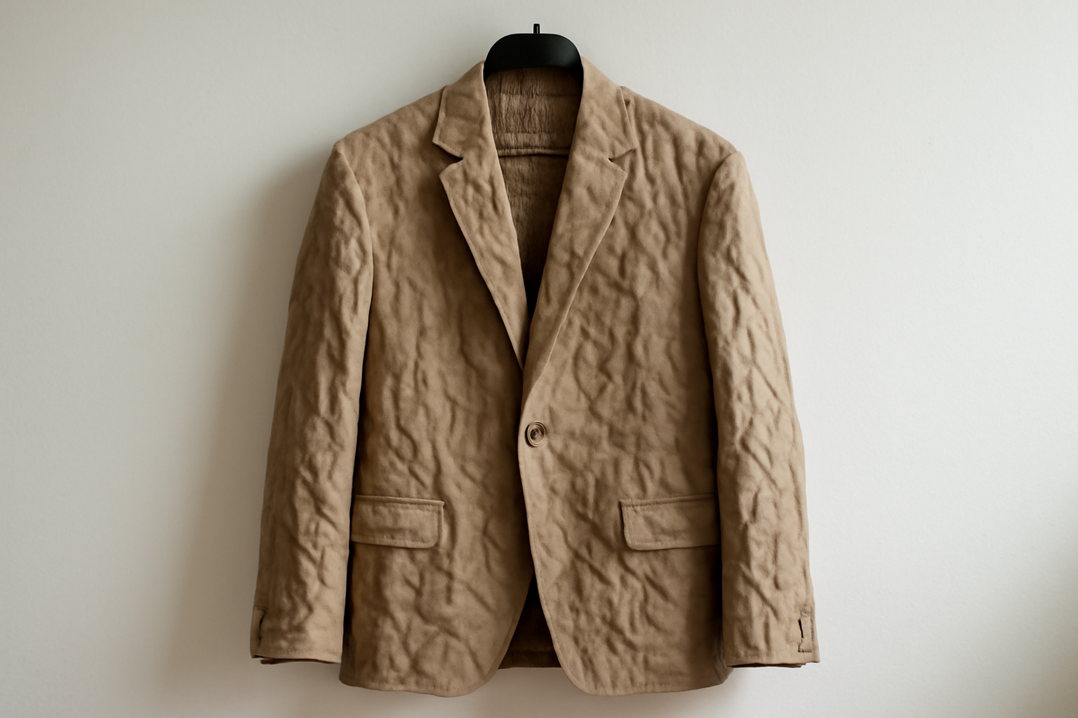 blazer froissé pendu sur cintre