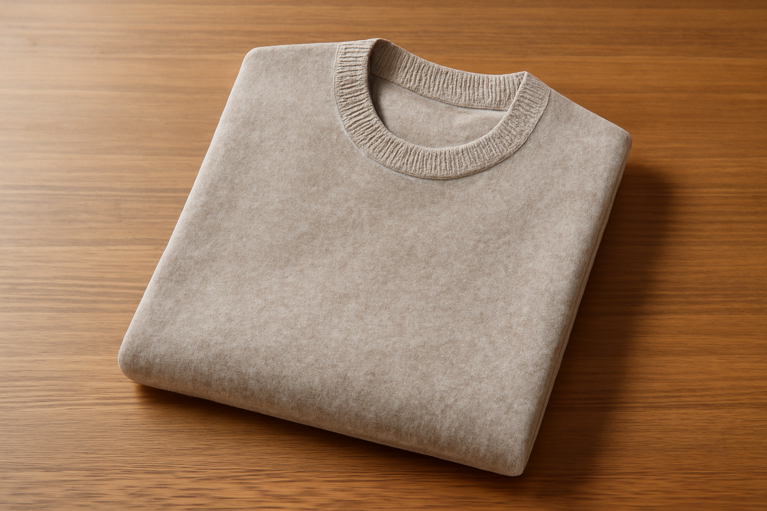 pull simple pose sur table en bois minimaliste