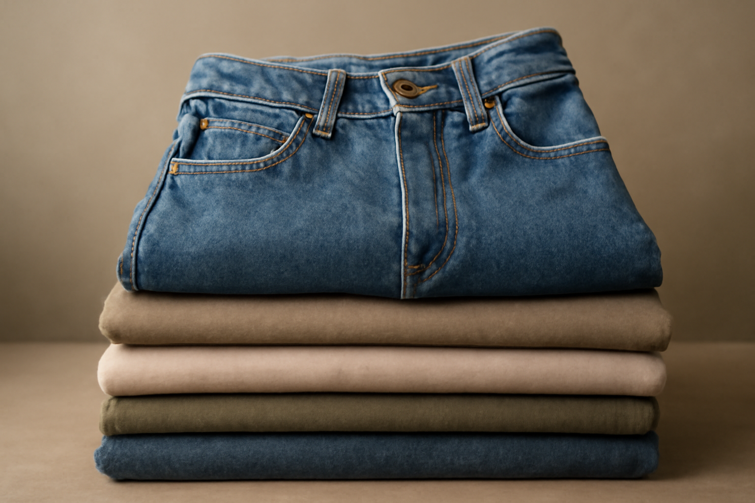 jean posé sur une pile de vêtements