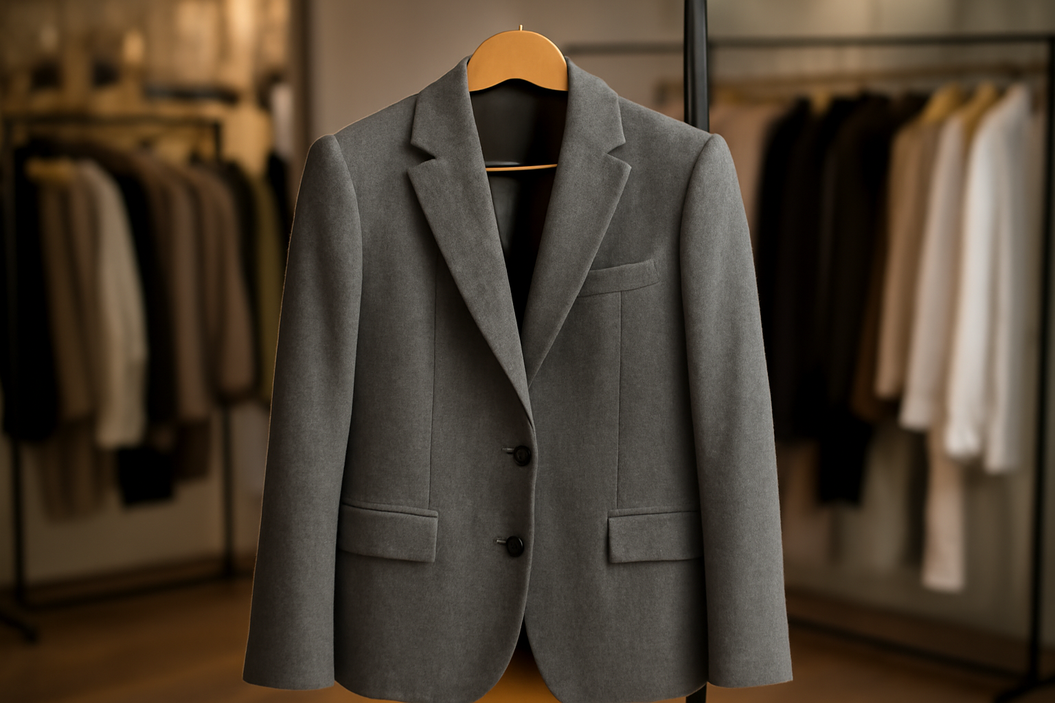 veste posee sur cintre en boutique