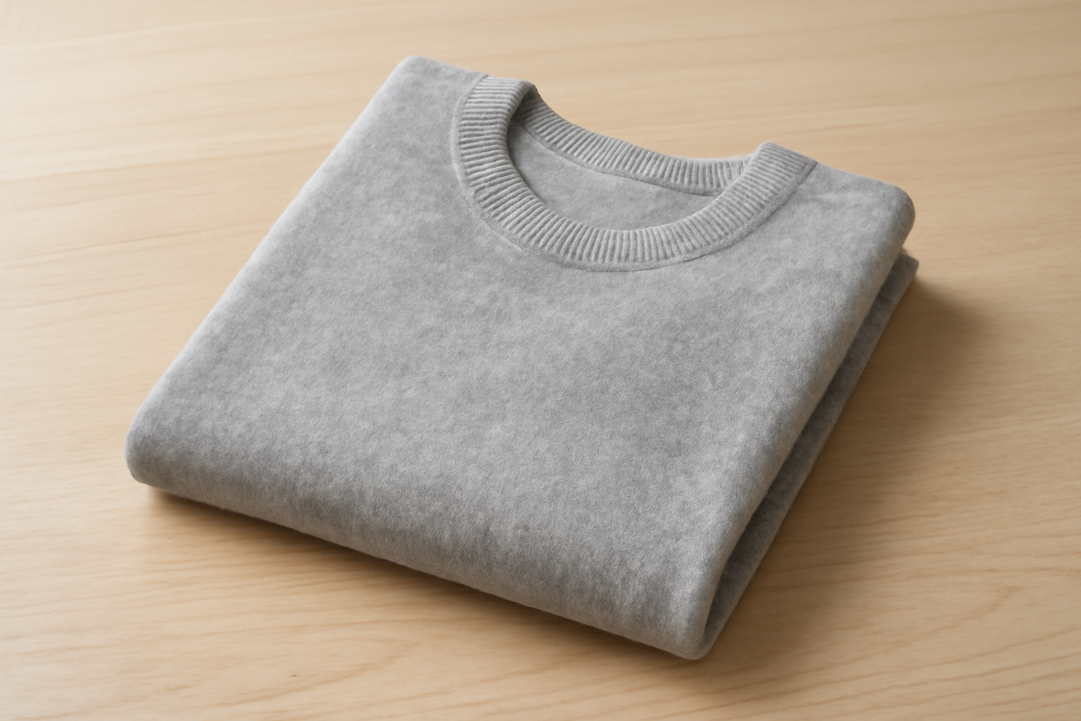 pull basique plie sur table claire