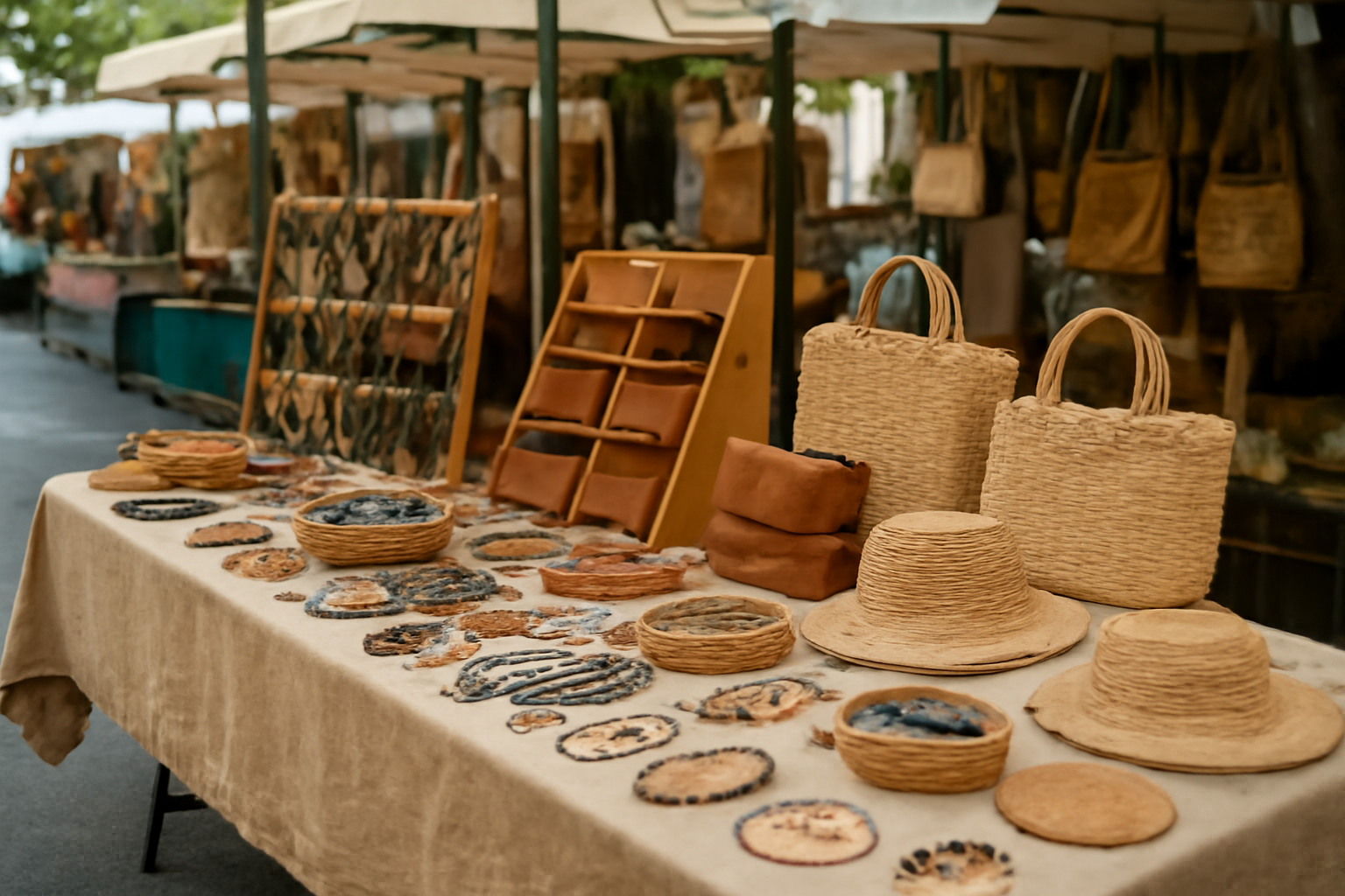 etals d'accessoires artisanaux en plein air