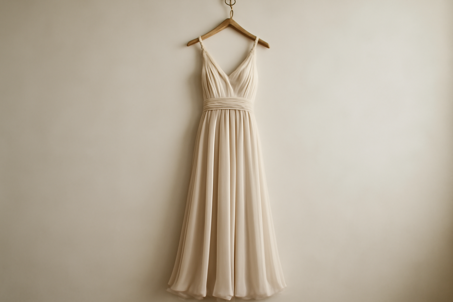robe longue elegante suspendue sur cintre