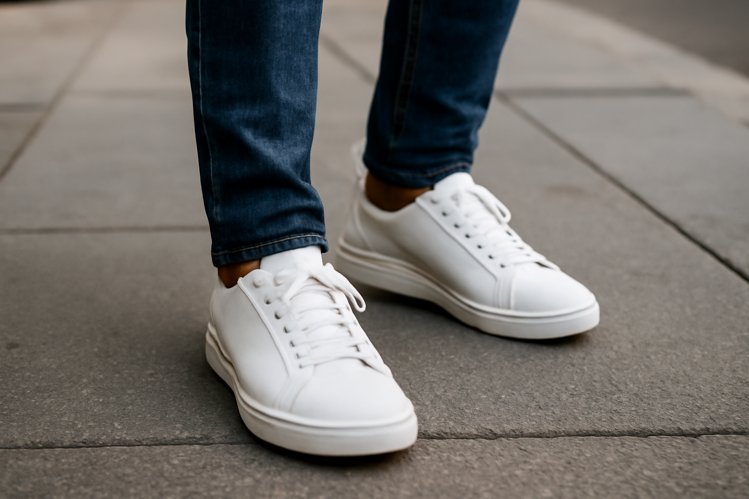 personne marchant en baskets sur trottoir