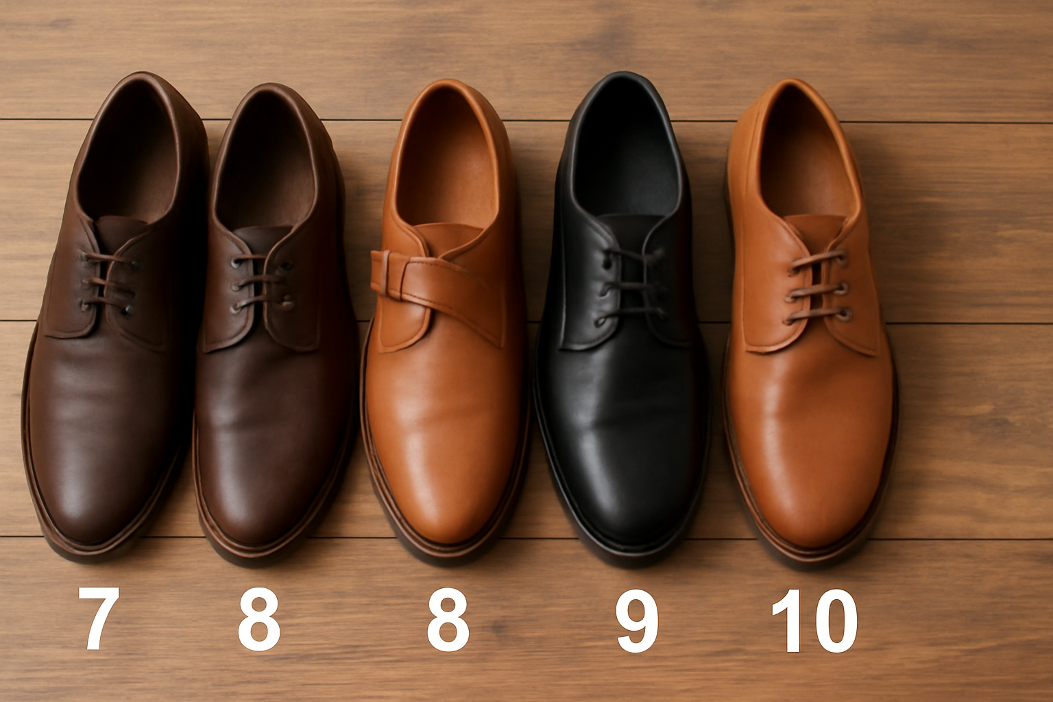 chaussures alignées avec mesures de pointure