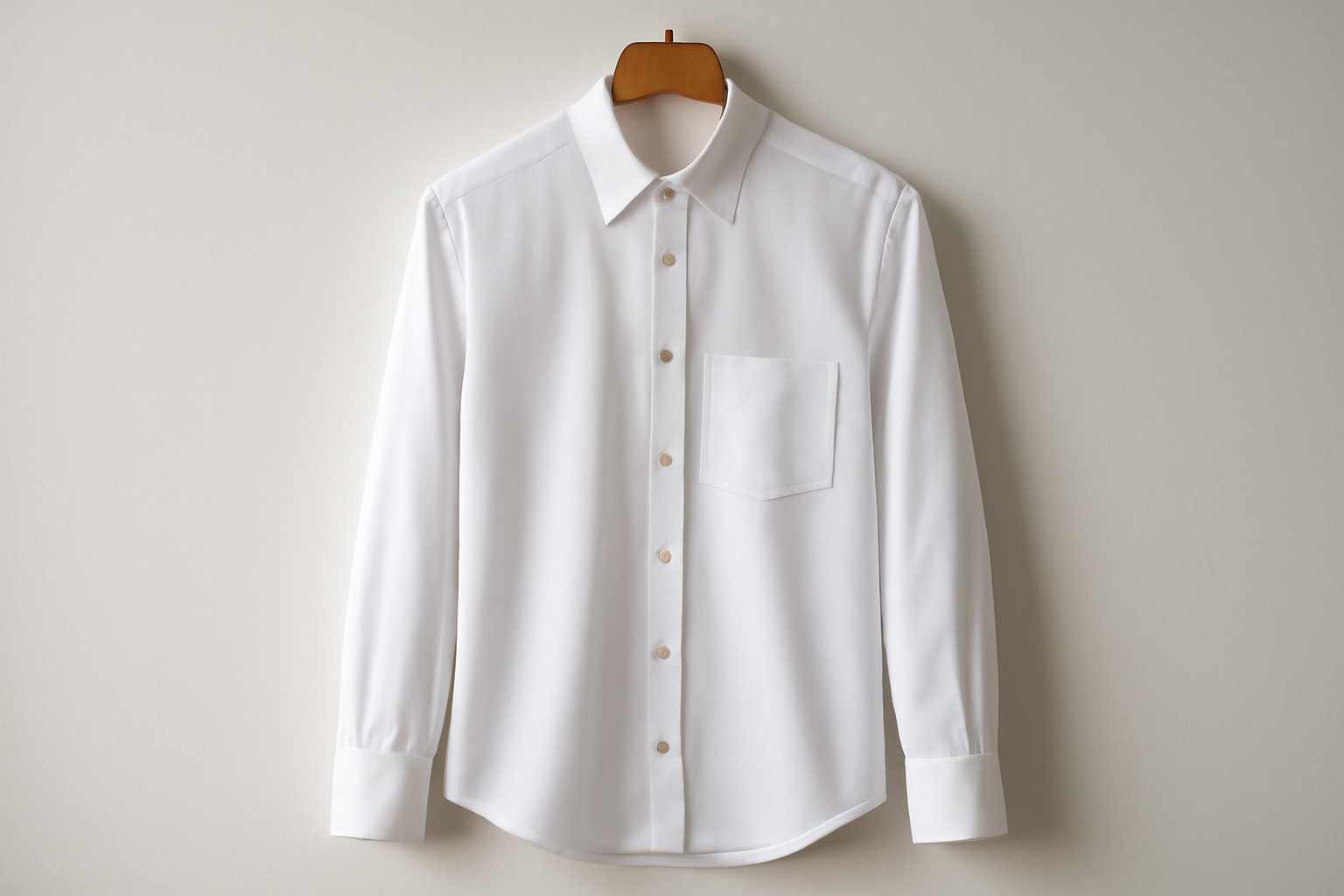 chemise blanche bien repassée sur cintre