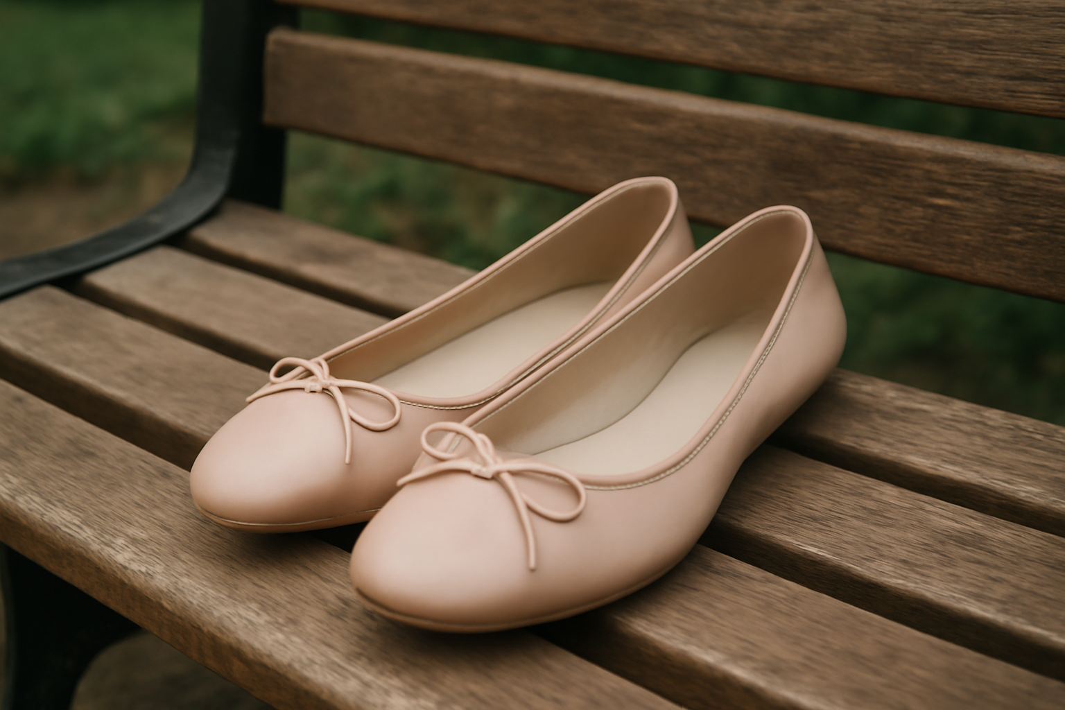 paire de ballerines posée sur un banc
