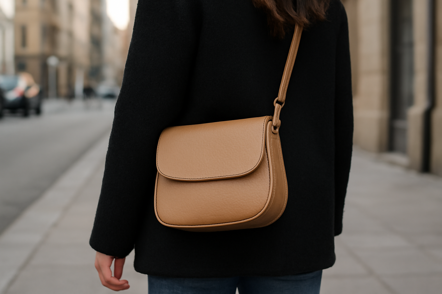 petit sac porté à l'épaule en ville