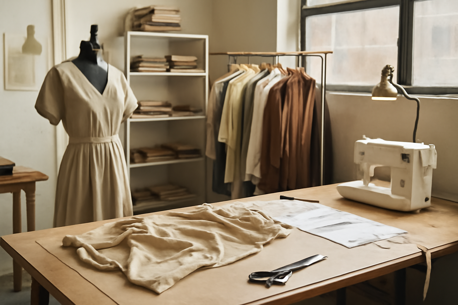 atelier createur avec vetements en cours