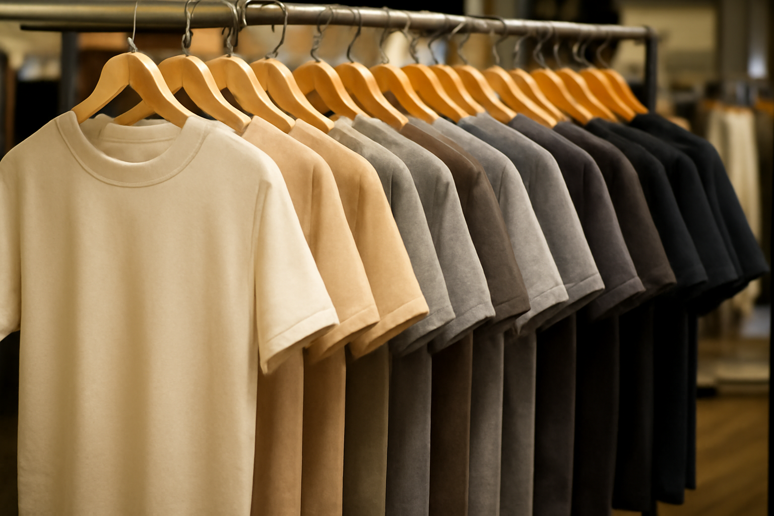 magasindemode-asos-vs-topshop-basiques rayon de t-shirts suspendus en boutique