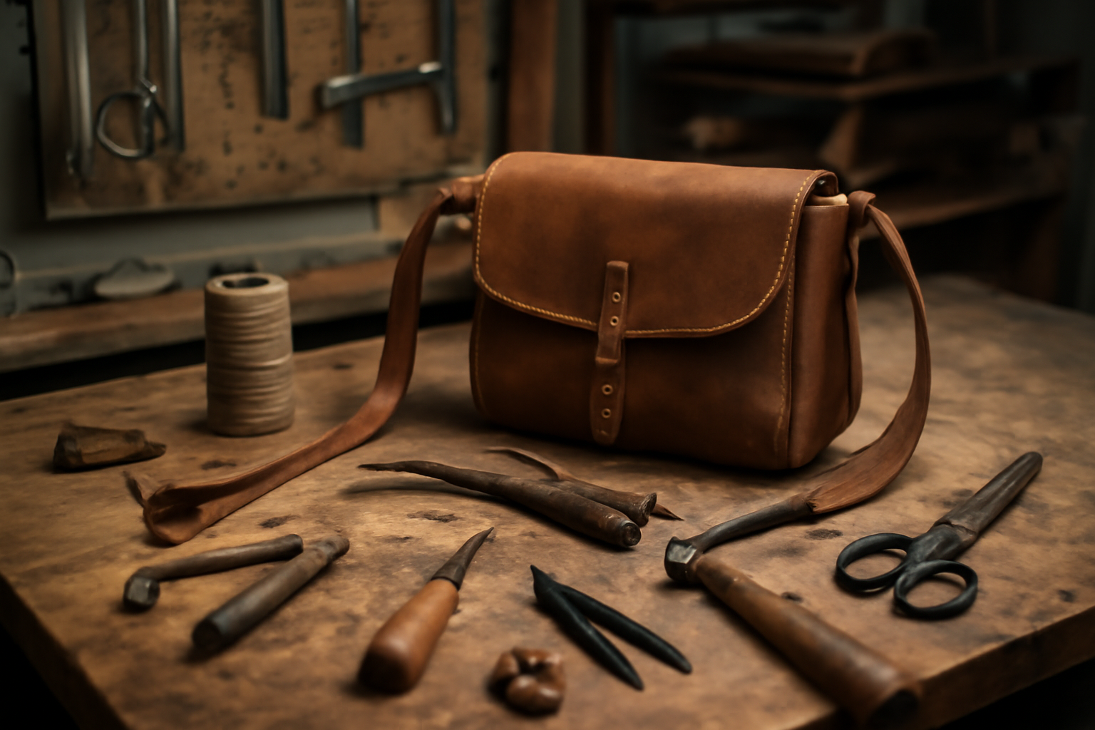 magasindemode-ateliers-reparation-accessoires-proches atelier réparation sac avec outils sur table
