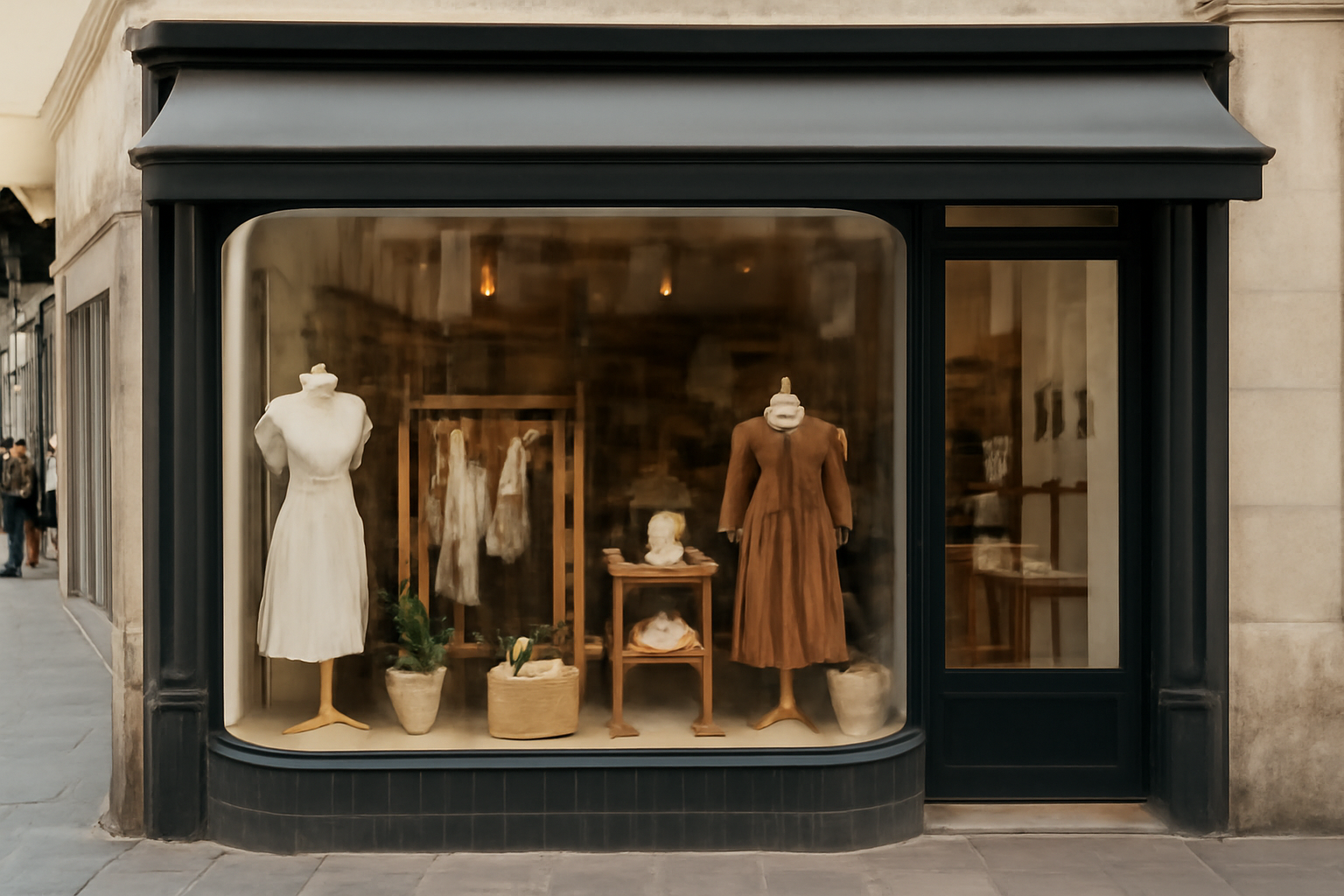 vitrine d'une boutique indépendante en quartier animé