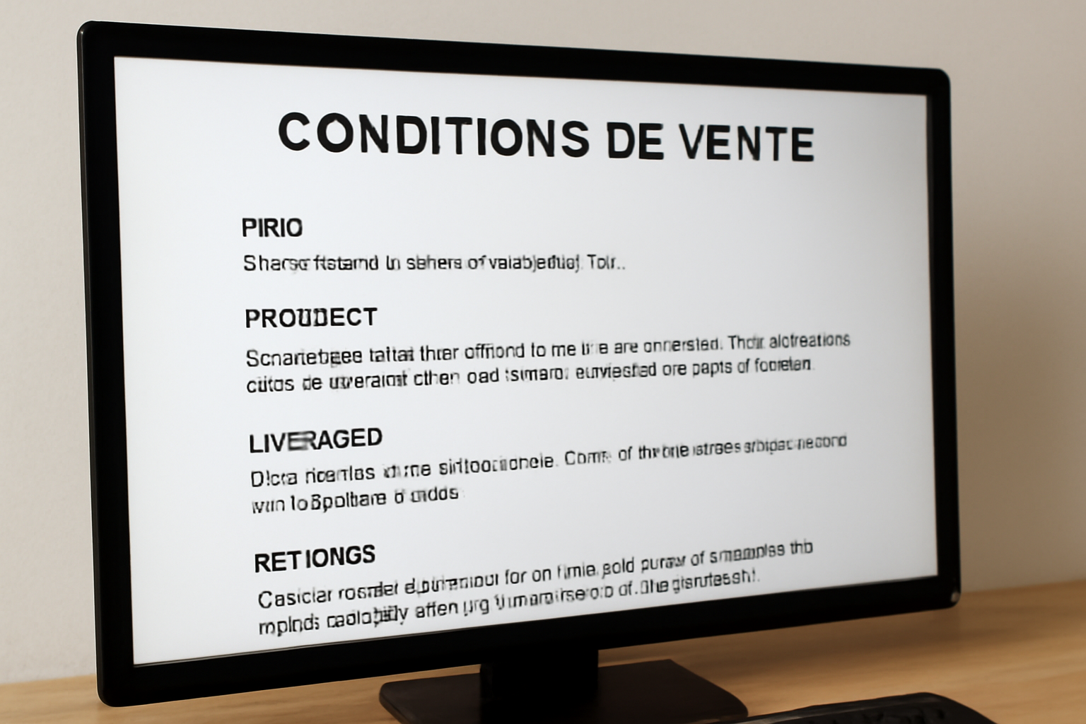 magasindemode-garanties-achat-mode-en-ligne écran ordinateur montrant conditions de vente