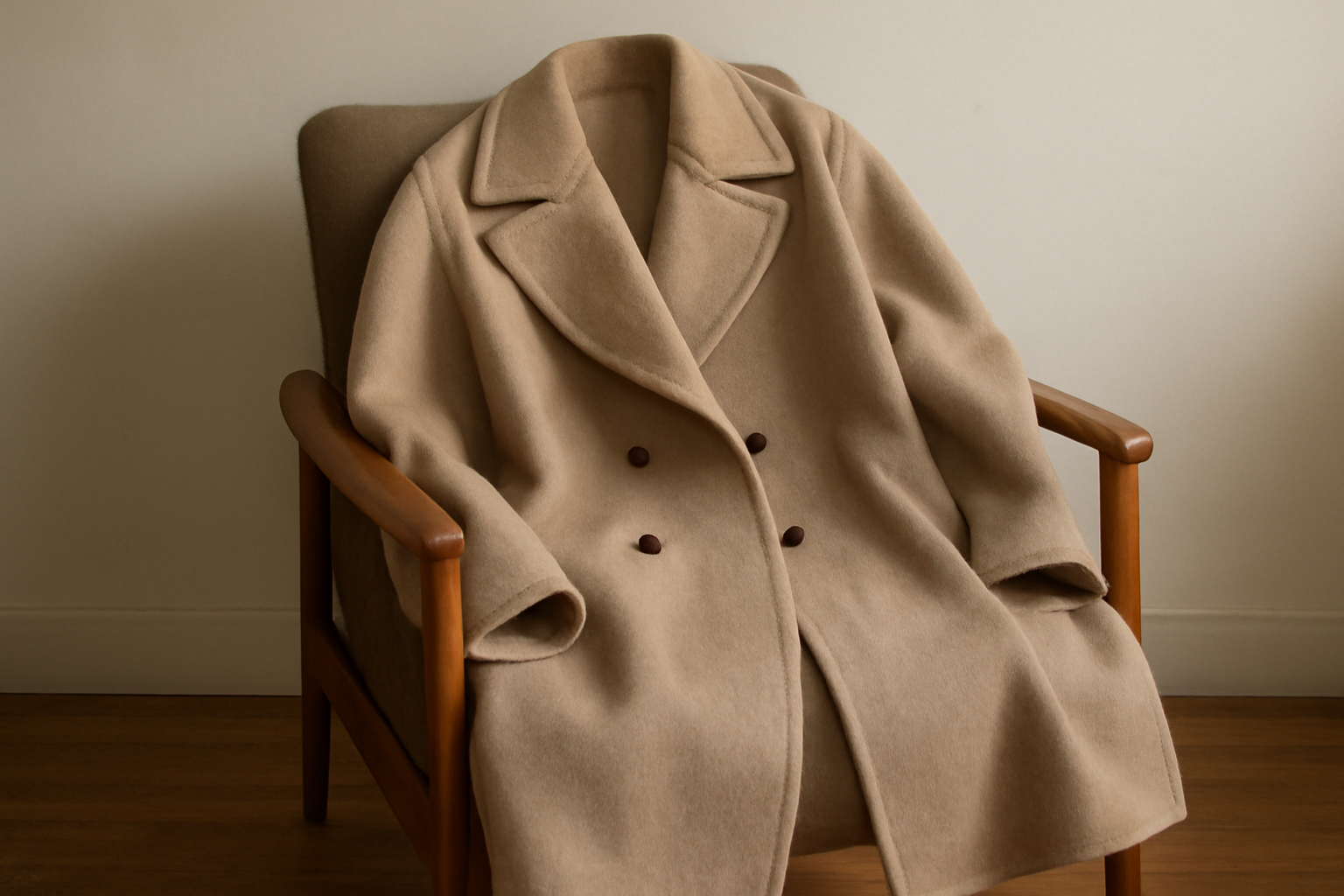 manteau ample posé sur fauteuil vintage