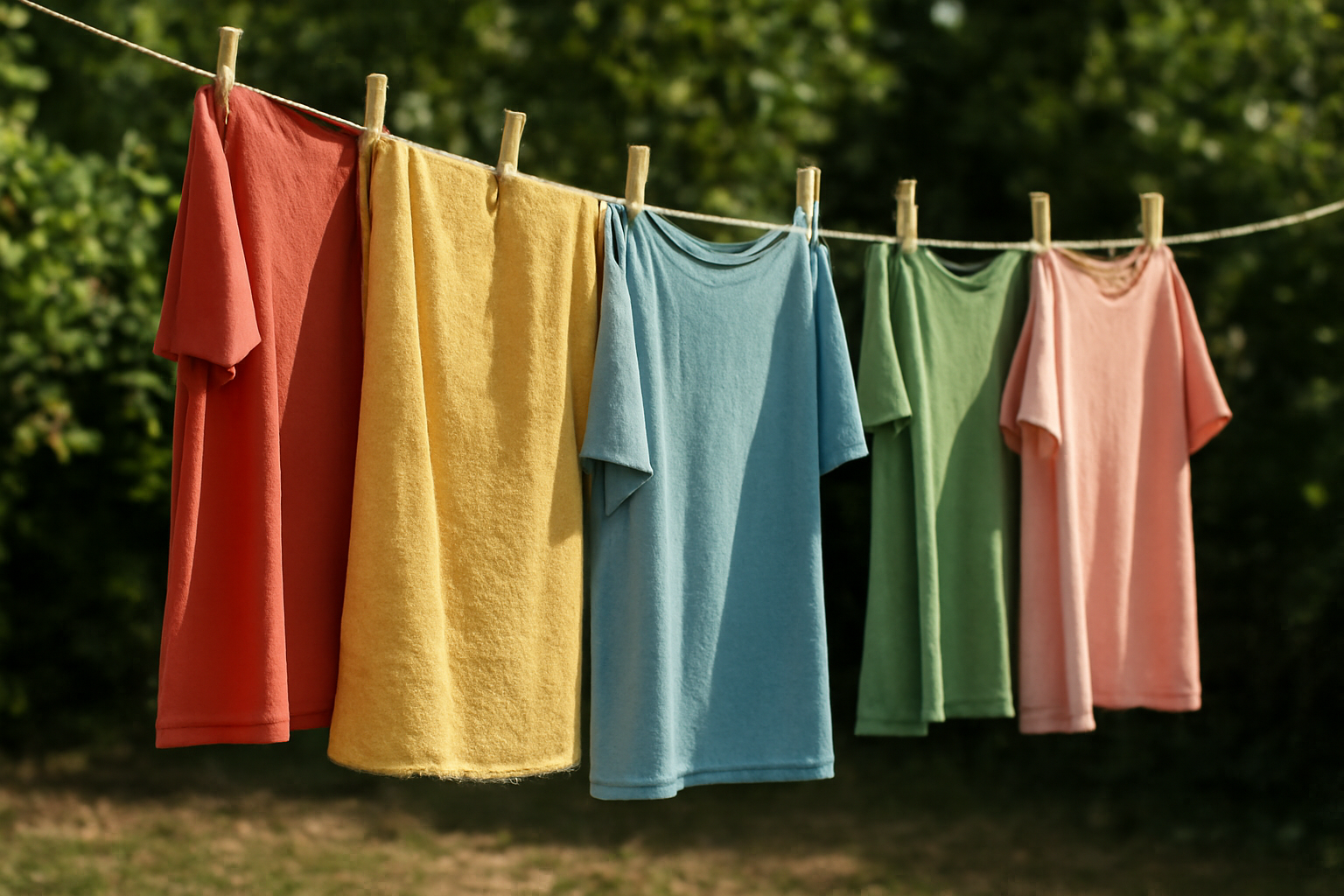 magasindemode-preserver-couleurs-lavage linge colore sechant sur corde a linge
