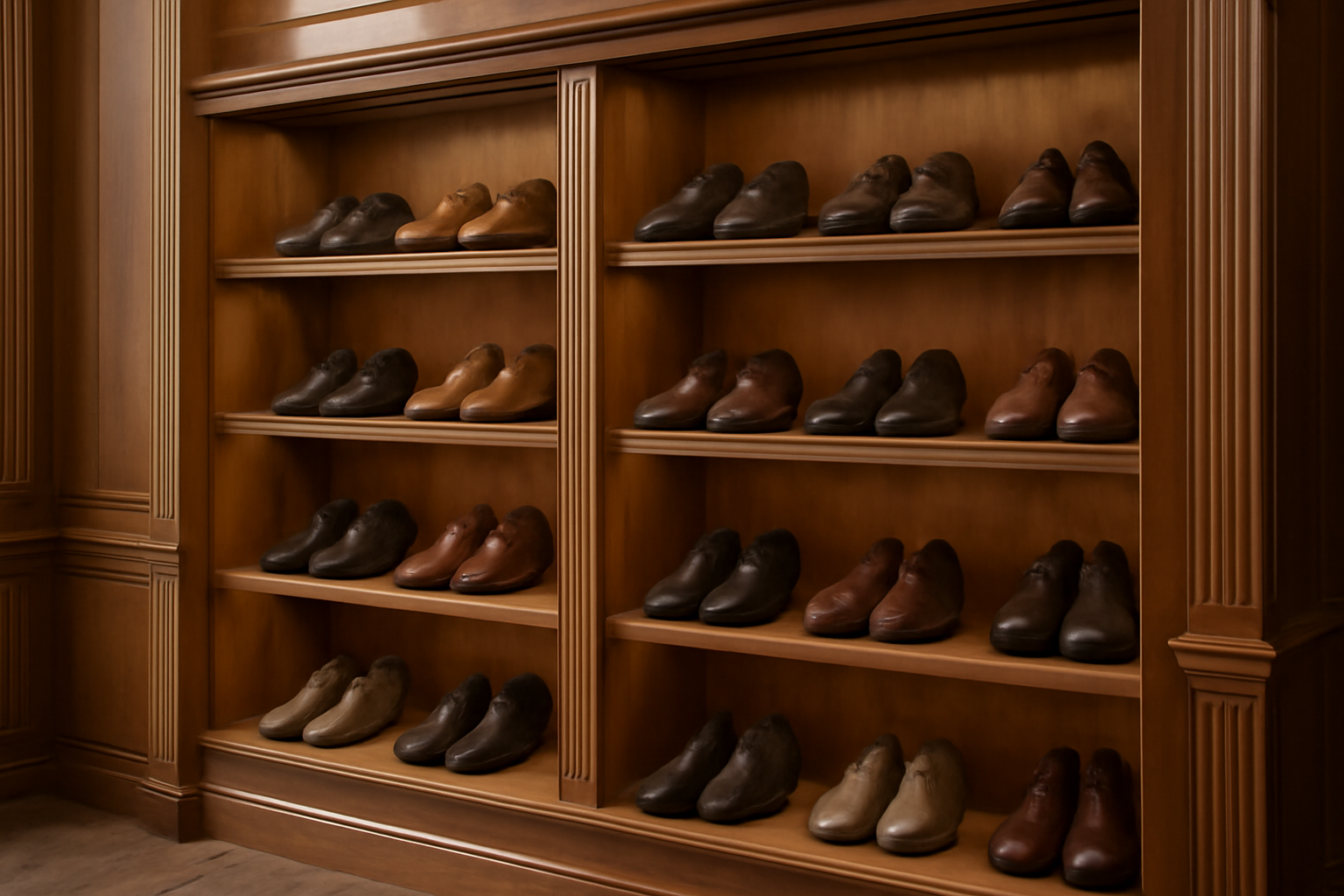magasindemode-quand-acheter-chaussures-ete rayon chaussures expose en boiserie boutique