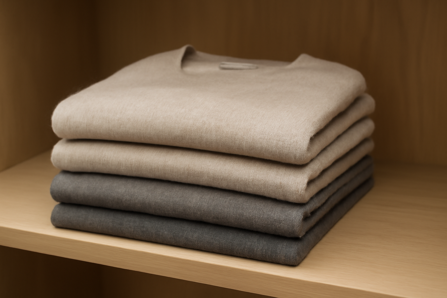 pull en cachemire plié sur étagère boutique