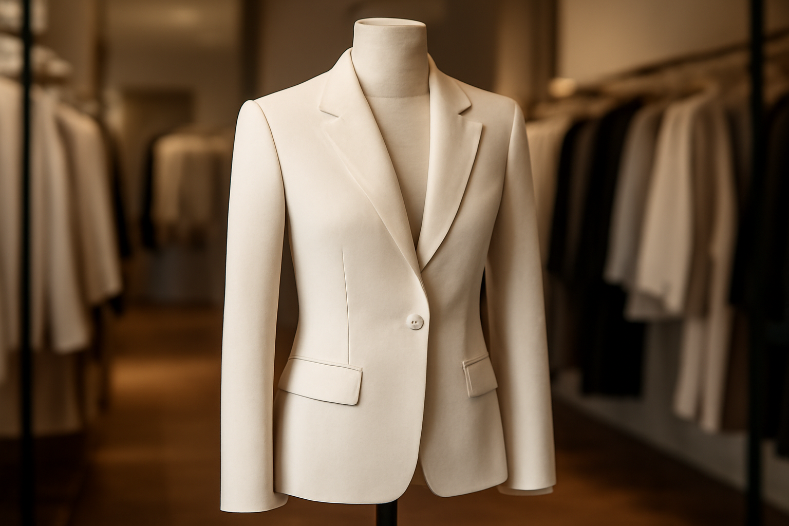 veste structurée sur mannequin en boutique