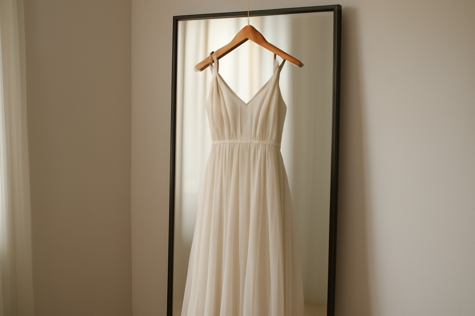 magasindemode-reformation-robes-investissement robe fluide suspendue devant miroir