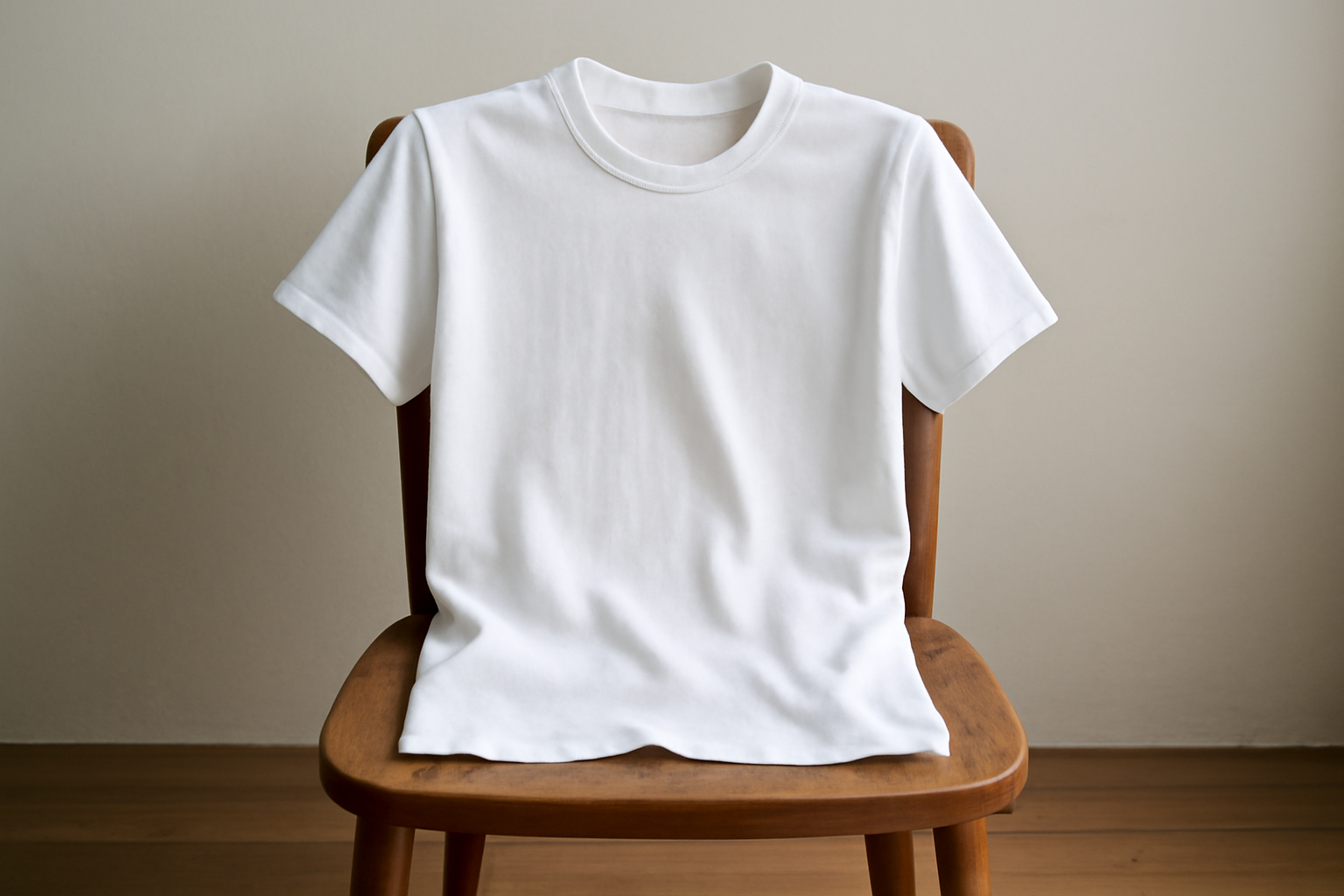 t-shirt blanc pose sur une chaise