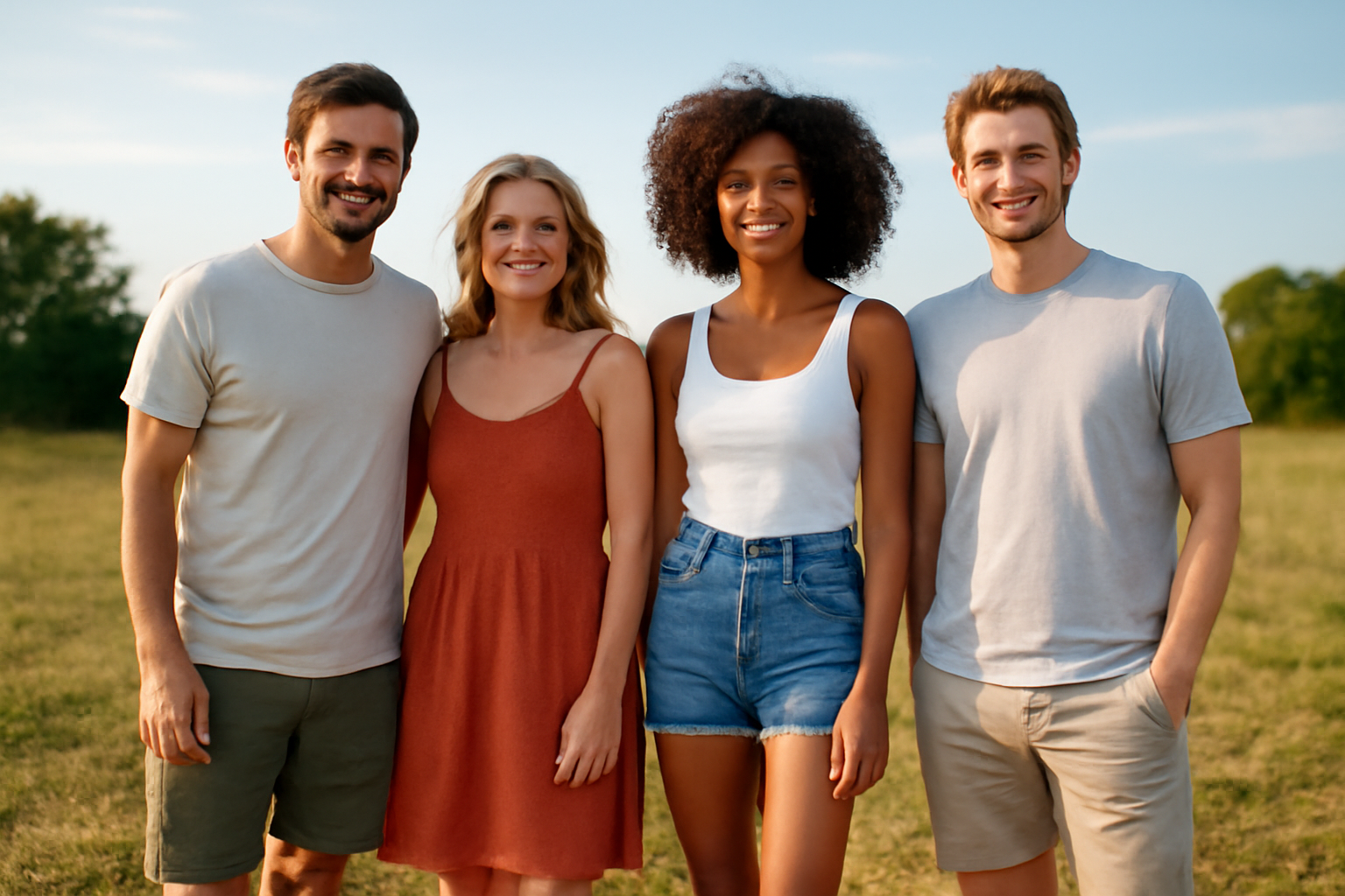 personnes debout en plein air vêtues légères