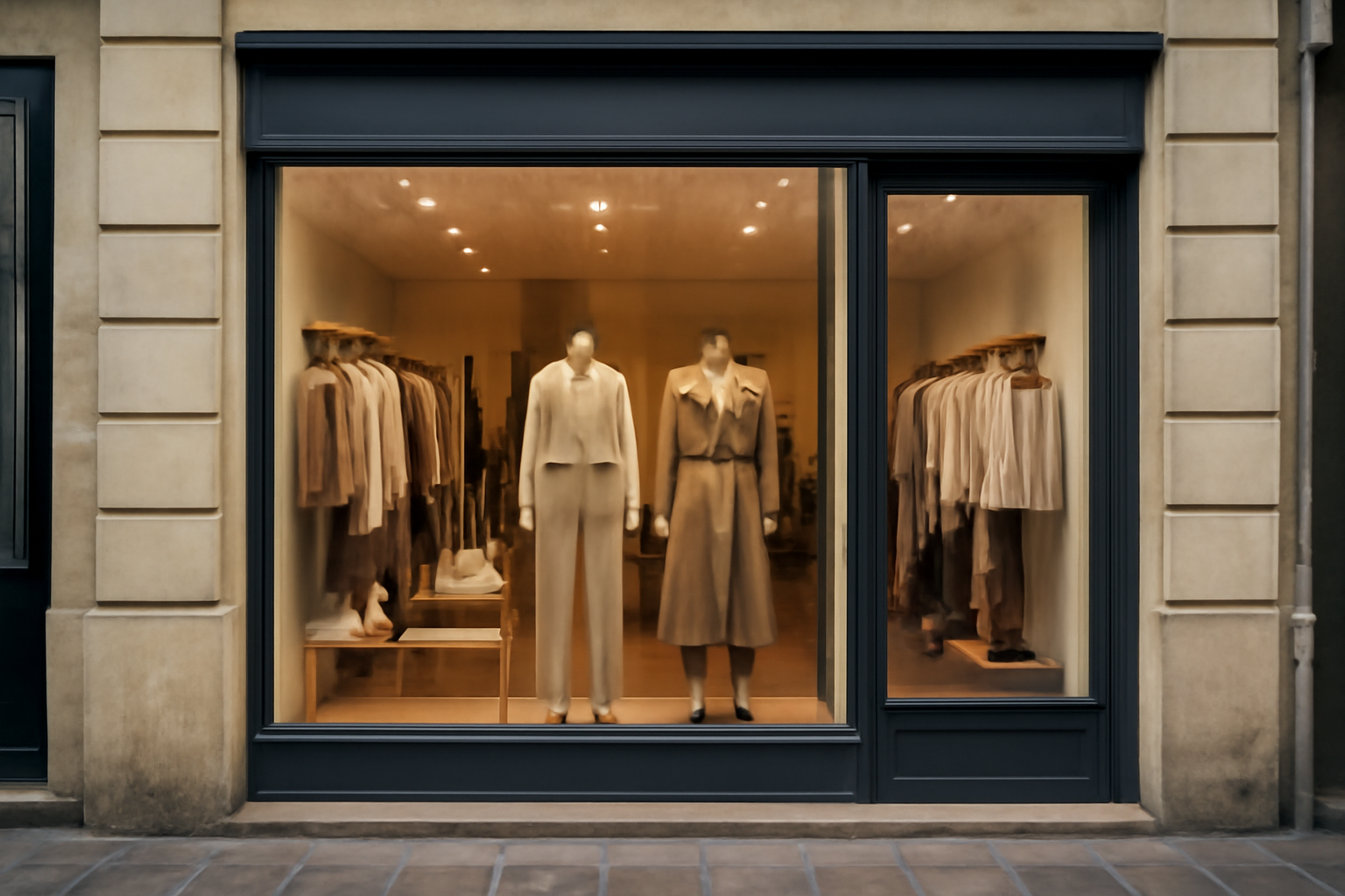 vitrine boutique dans rue commerçante