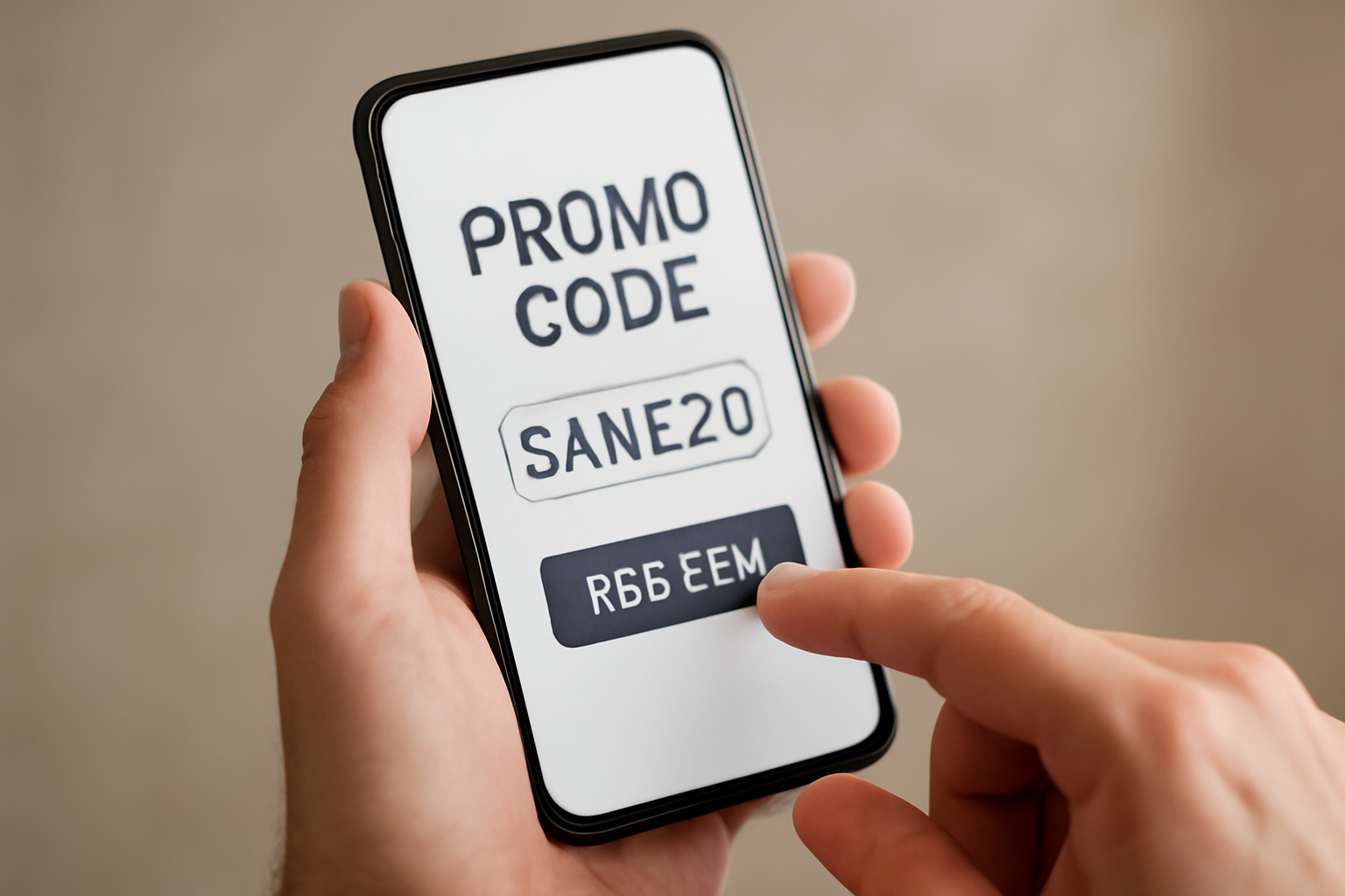 main saisissant code promo sur smartphone