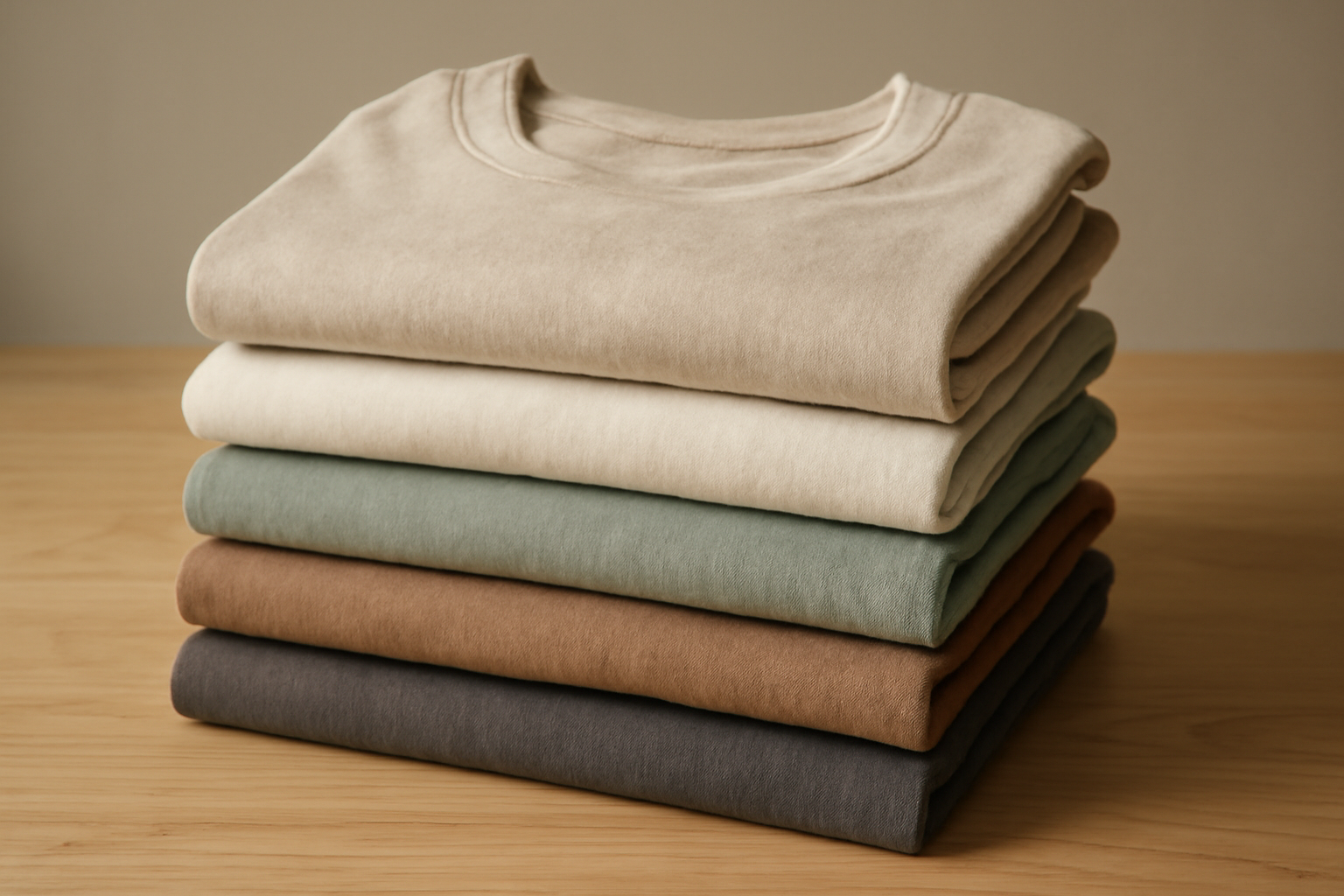 magasindemode-alternatives-durables-remplacer-tshirt pile de t-shirts durables en coton bio