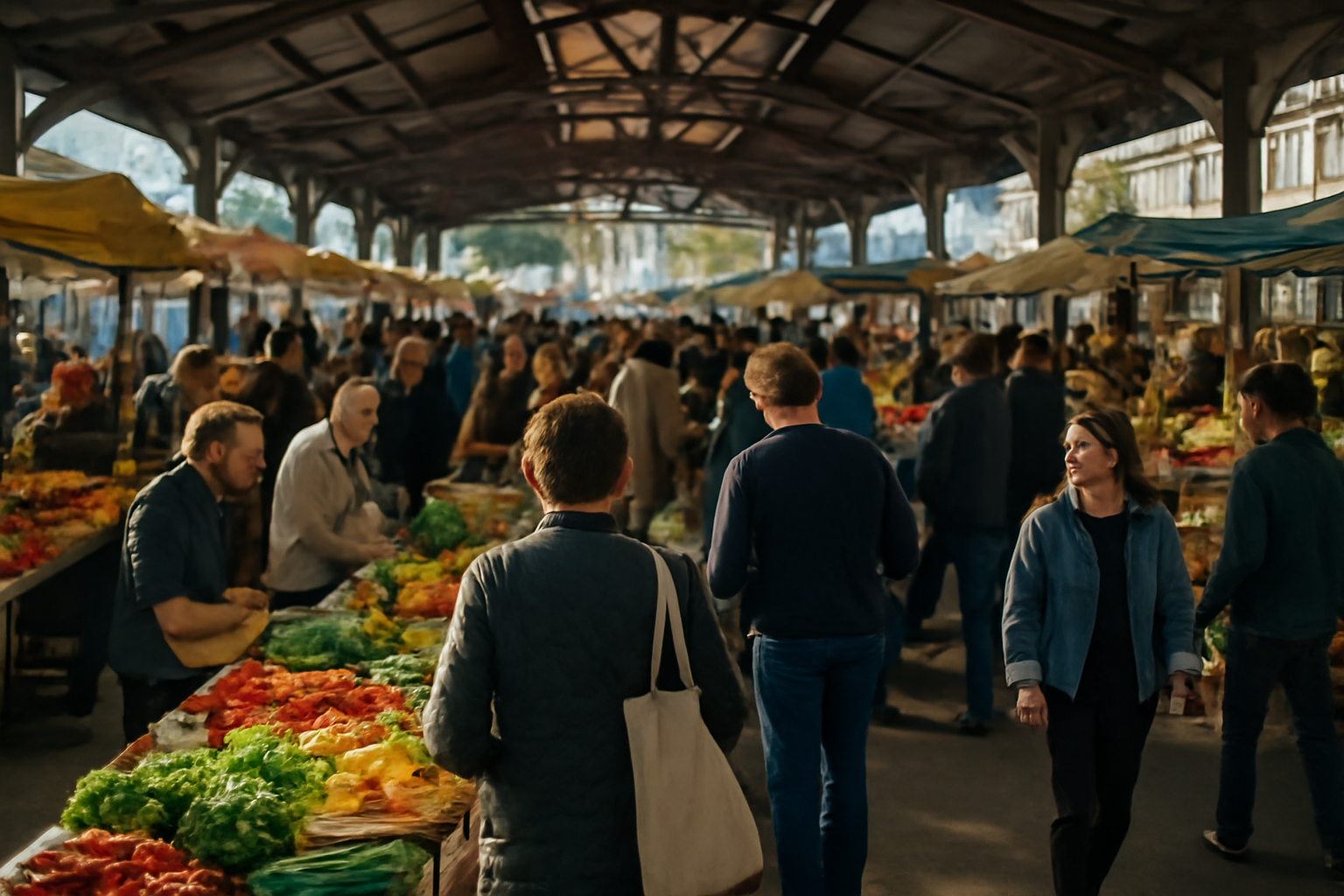 magasindemode-dates-marches-createurs kiosque marché avec étals et foule