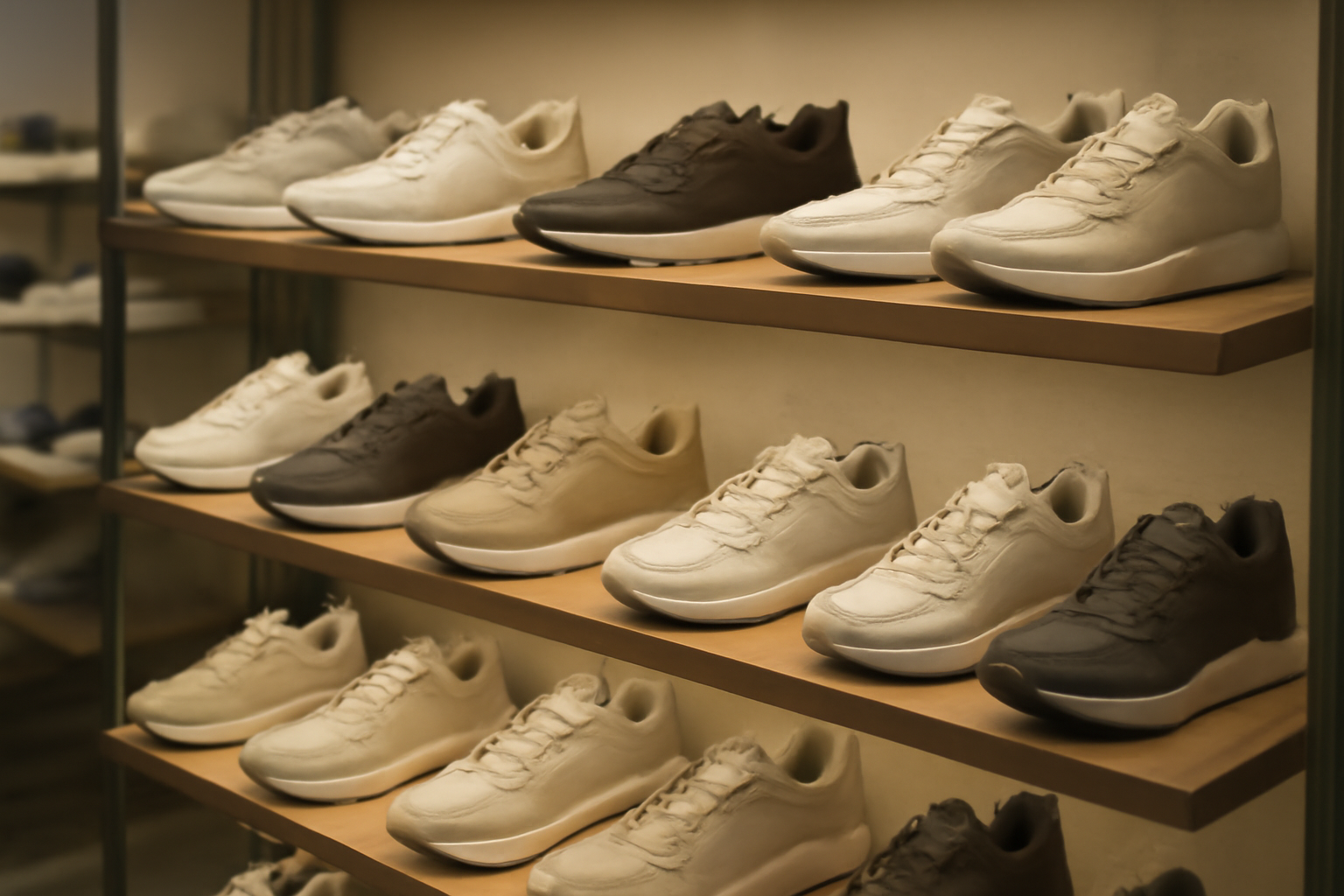 rayon de baskets confort en magasin