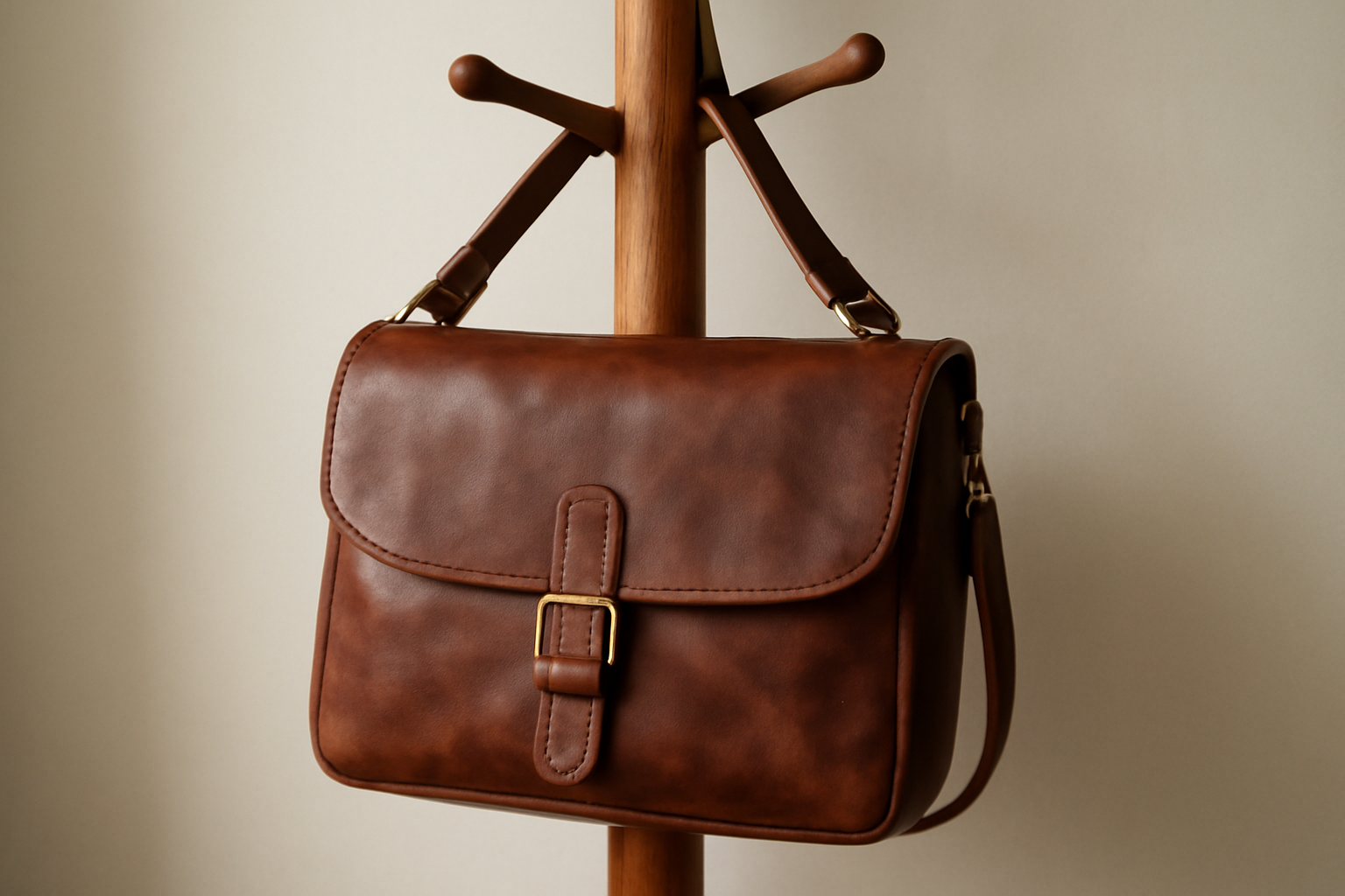 magasindemode-entretien-sac-cuir sac en cuir posé sur un porte-manteau
