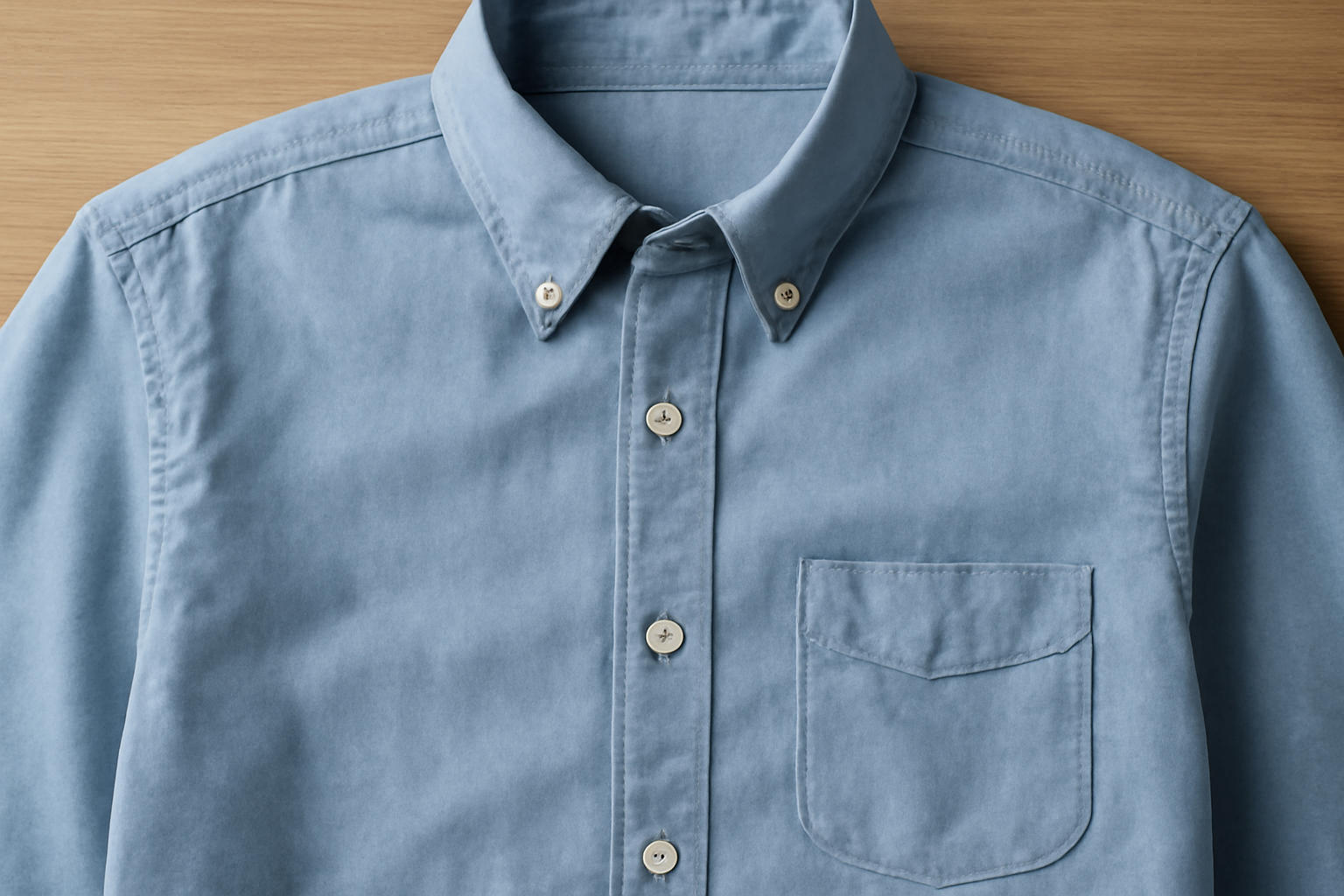 chemise étalée montrant couture et boutons