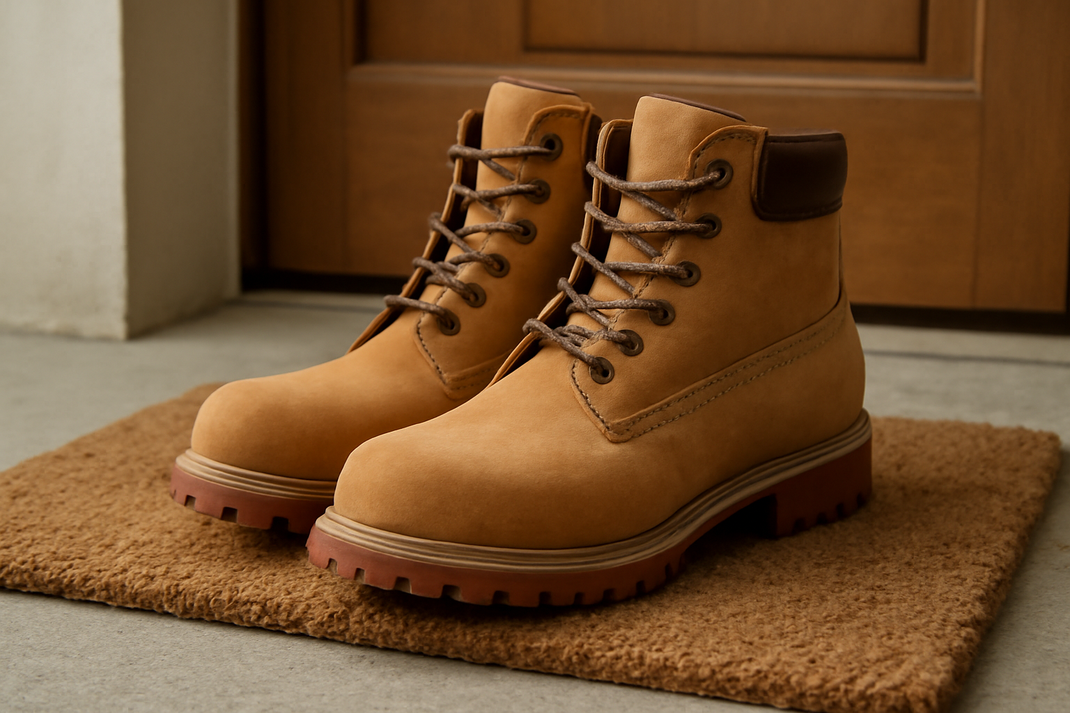 magasindemode-impermeabilisant-nubuck-choisir paire de bottes nubuck posée sur paillasson