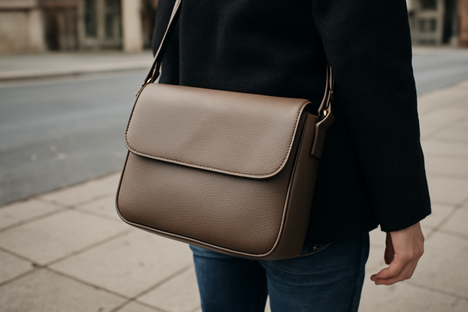 magasindemode-mansur-gavriel-sacs-durabilite sac porté en bandoulière sur trottoir urbain