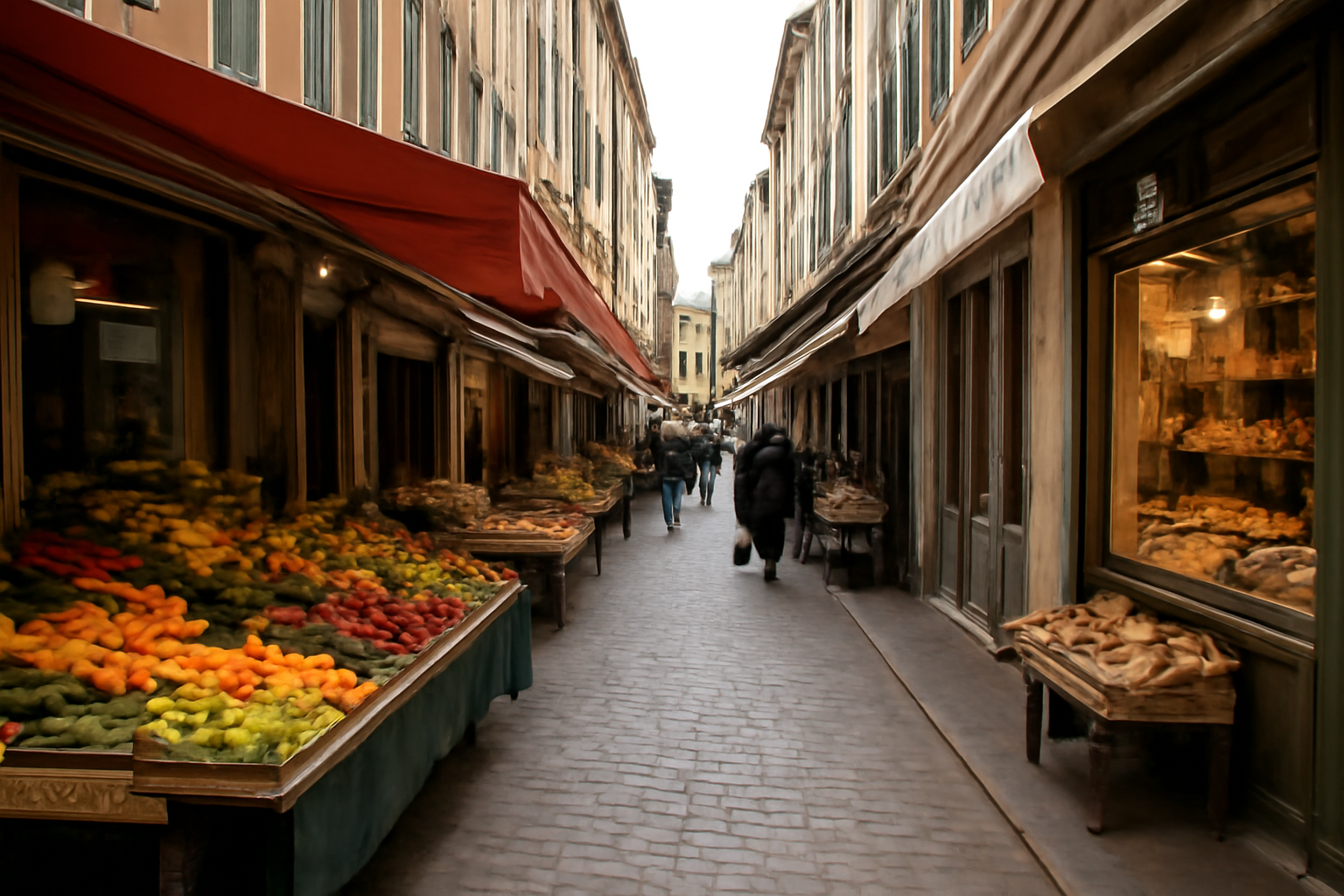 magasindemode-marche-vs-centre-commercial rue commerçante avec stands et vitrines