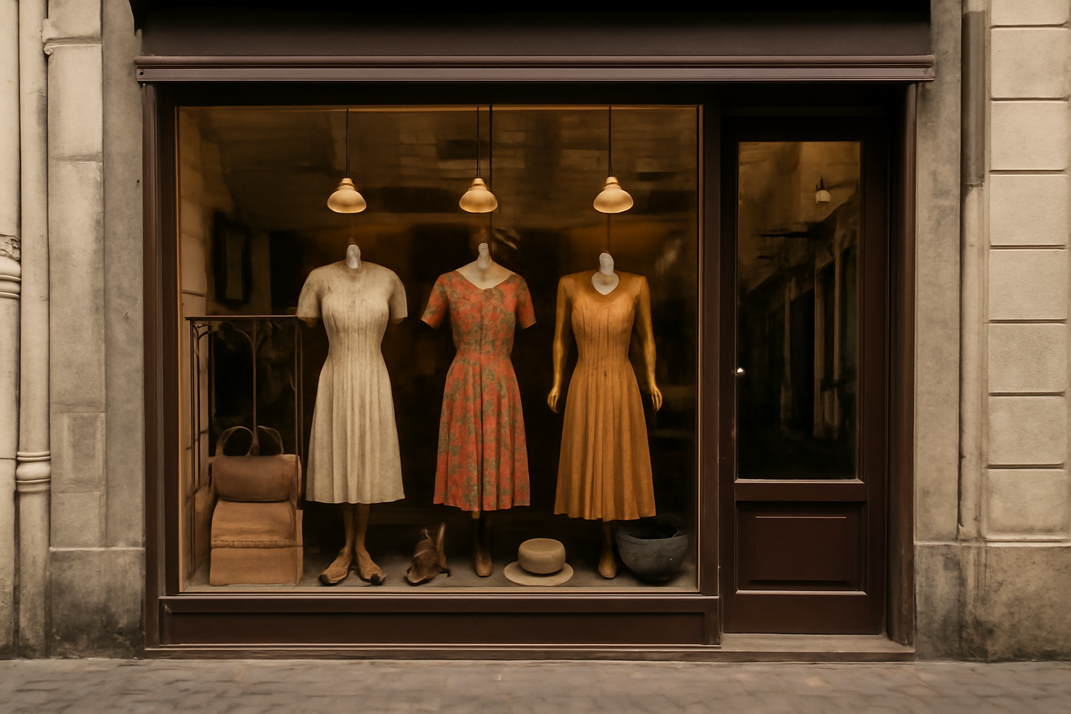 magasindemode-pieces-vintage-pres-de-chez-moi vitrine boutique vintage rue commerçante