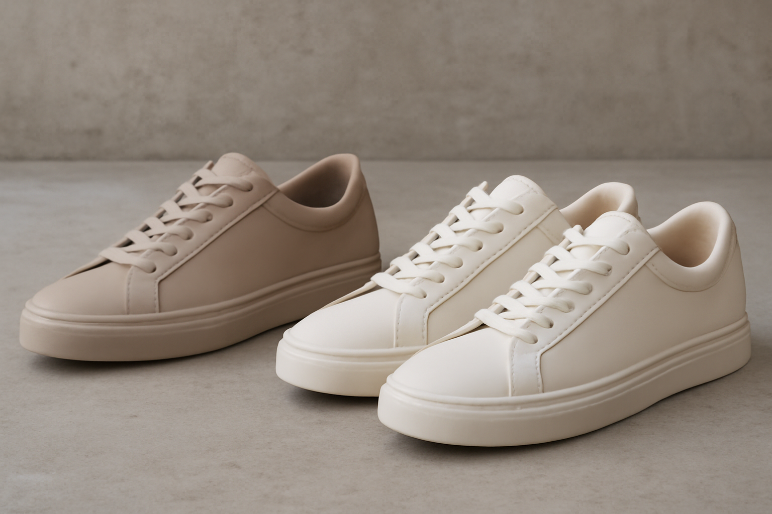magasindemode-allbirds-ou-everlane deux paires de baskets neutres posées côte à côte
