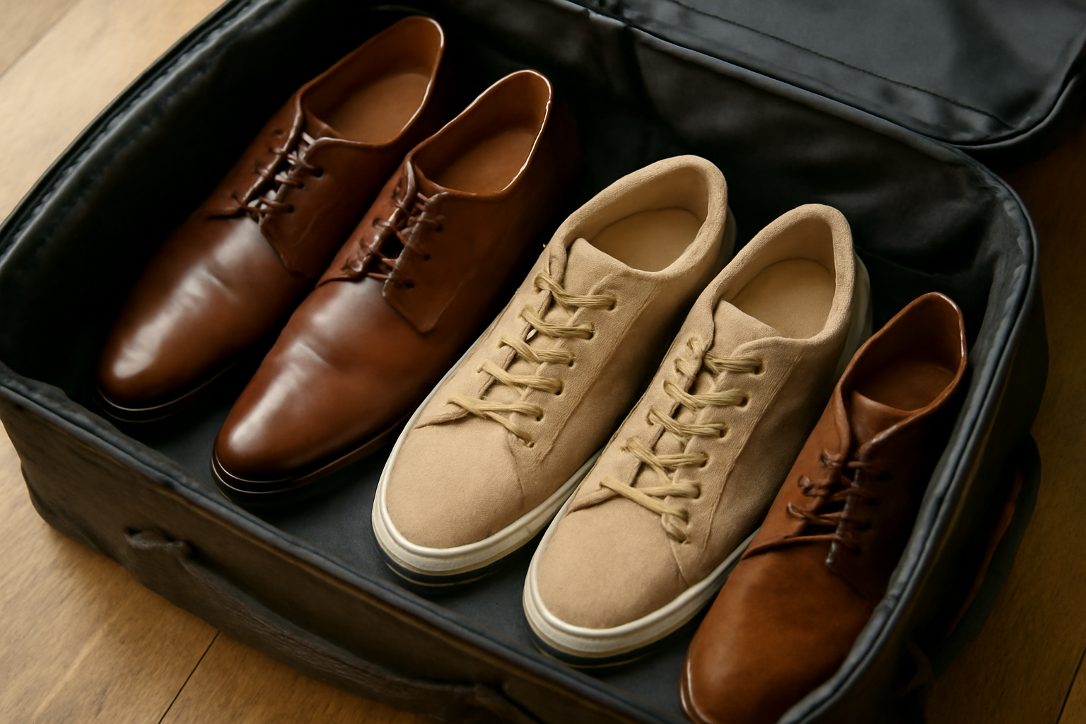 magasindemode-astuces-chaussures-voyage chaussures rangées dans un sac de voyage