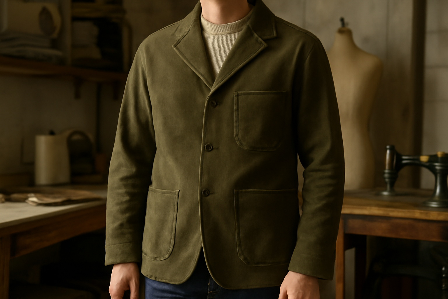magasindemode-atelier-nova-vestes veste portée dans un petit atelier de créateur