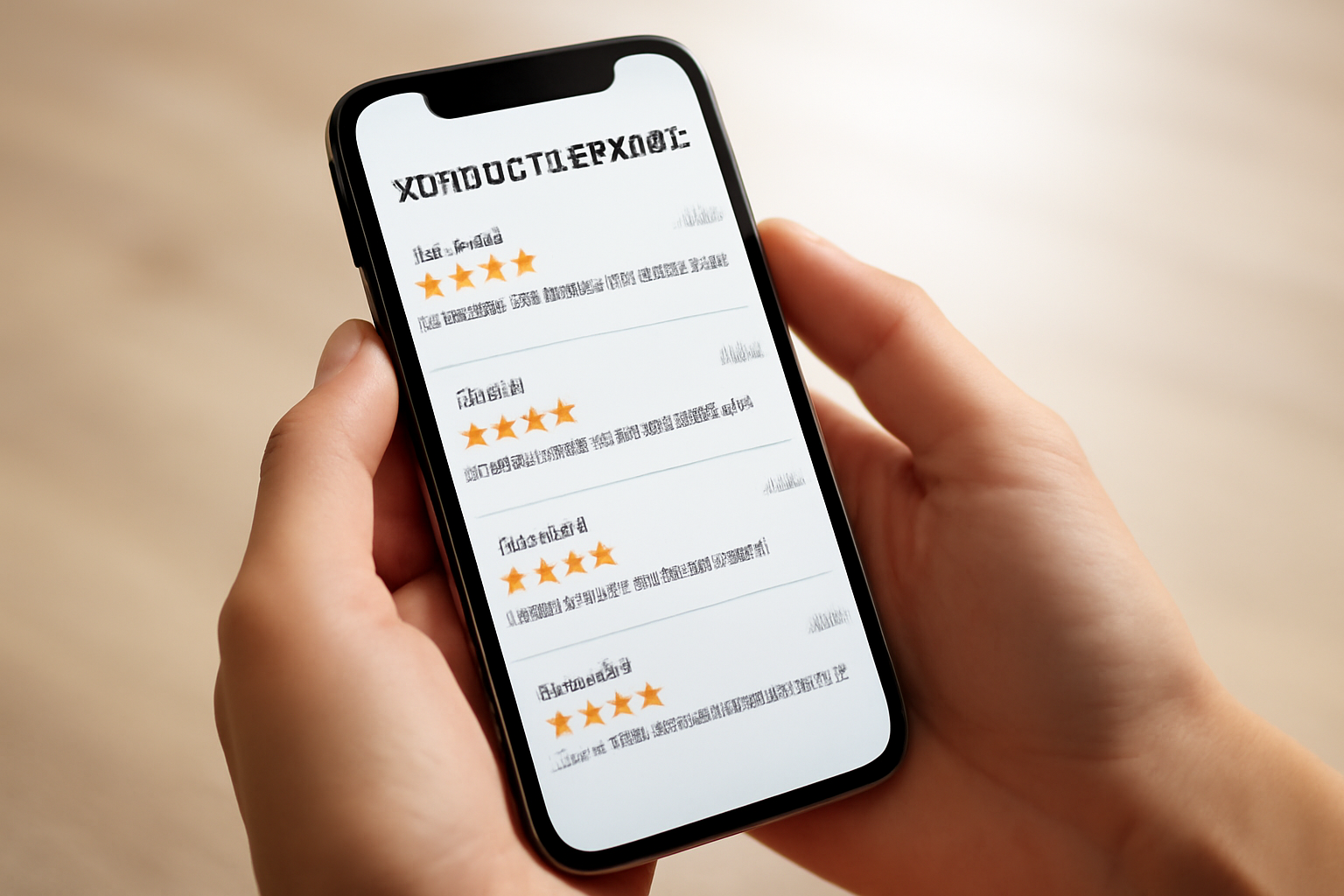 magasindemode-avis-baskets-en-ligne mains tenant un smartphone affichant avis produits