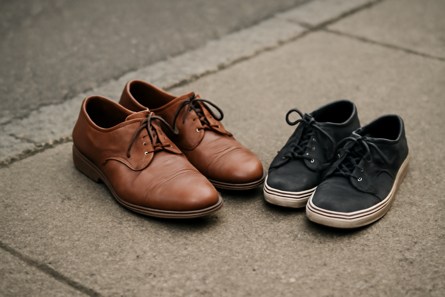 magasindemode-camper-marche-en-ville paires de chaussures posées sur trottoir