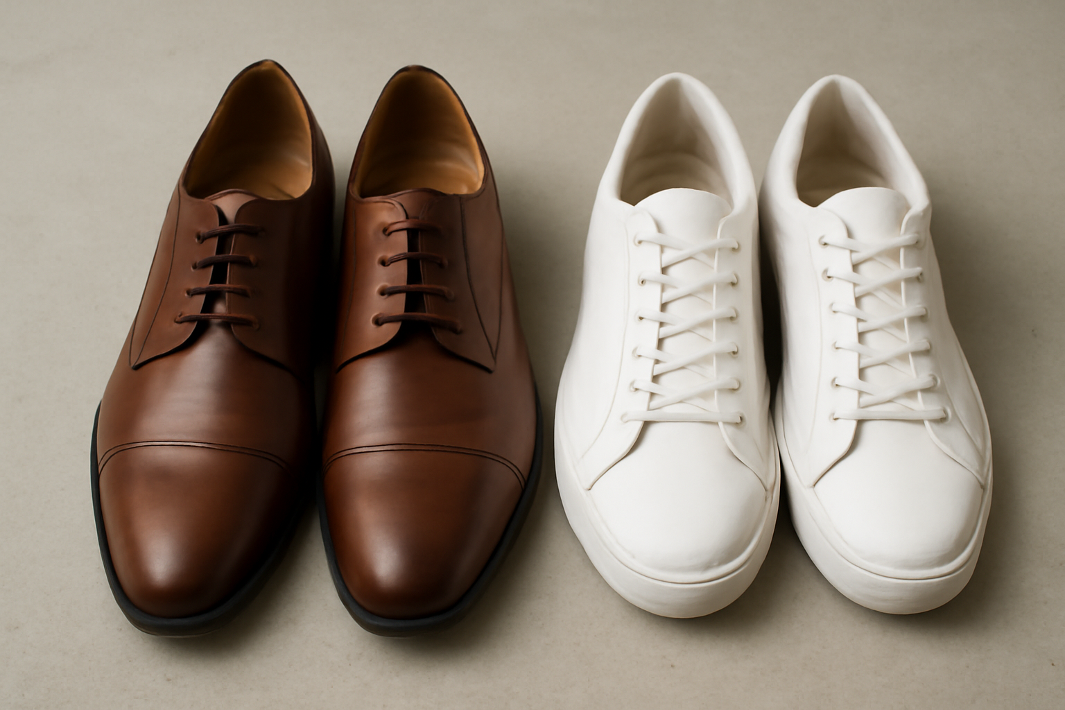 magasindemode-chaussures-ou-baskets-bureau chaussures de ville et baskets côte à côte