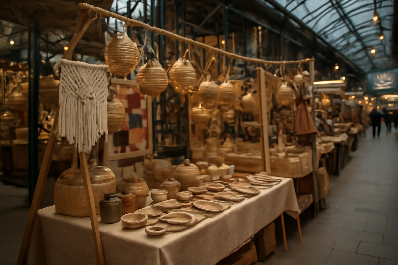 magasindemode-createurs-artisanaux-weekend stand d'artisanat dans un marché couvert